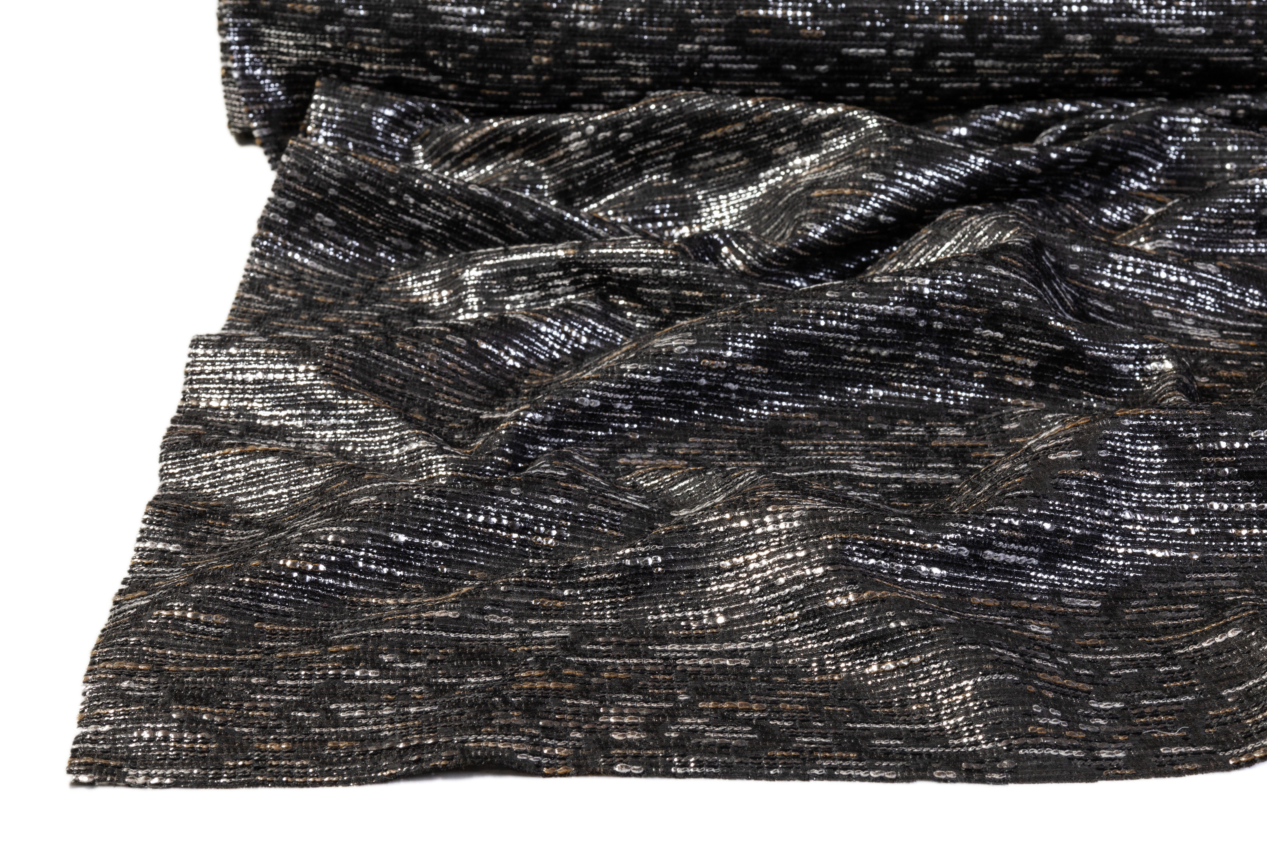 Laminated Italian Tweed - Silver / Gray
