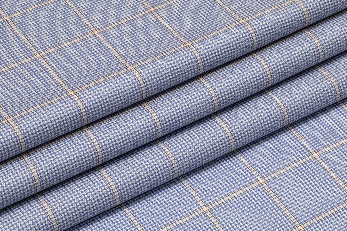 Piacenza - Checked Italian Cashmere Silk Suiting - Blue