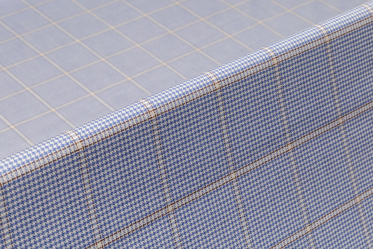 Piacenza - Checked Italian Cashmere Silk Suiting - Blue