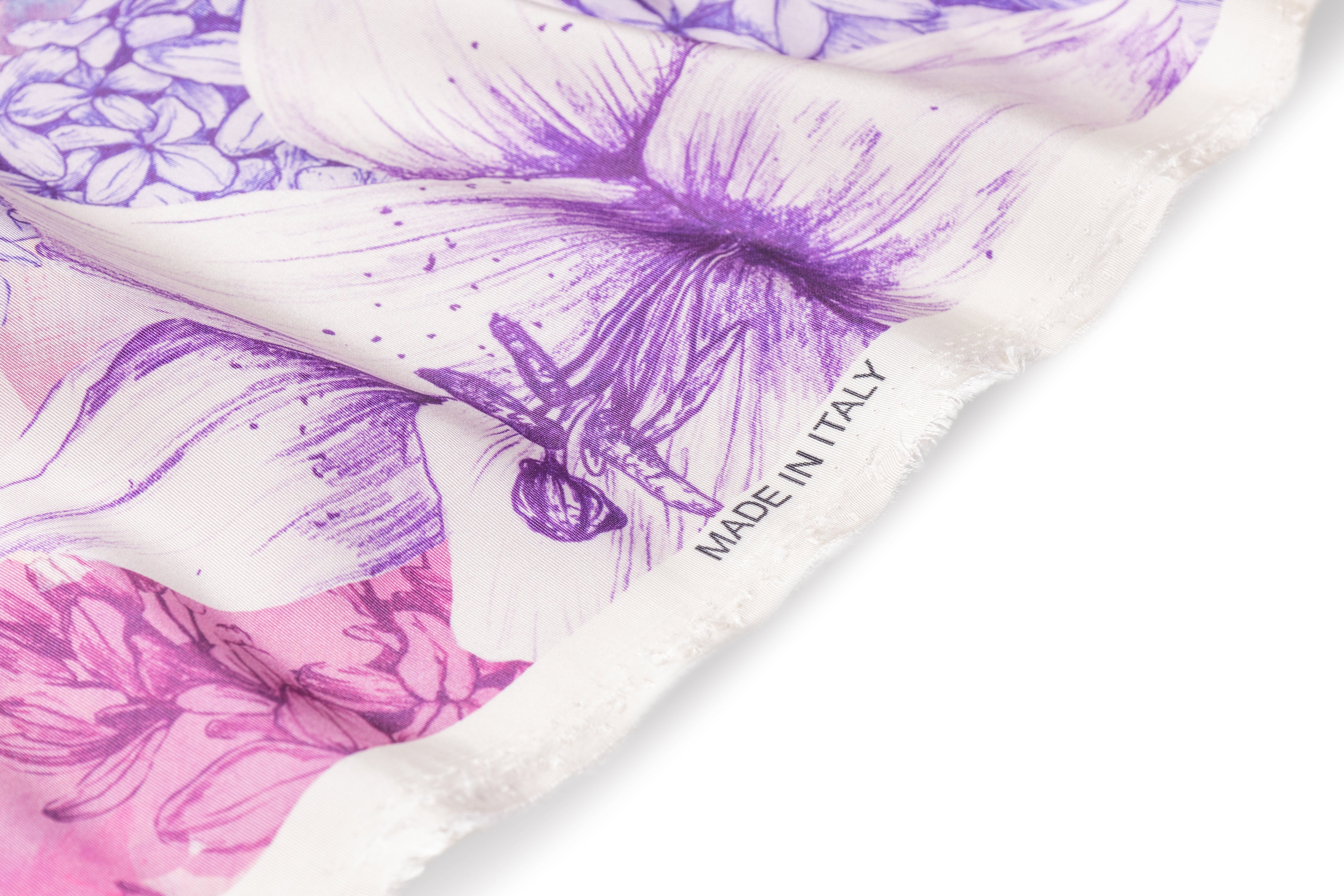 Floral Italian Silk Faille - Purple / Pink