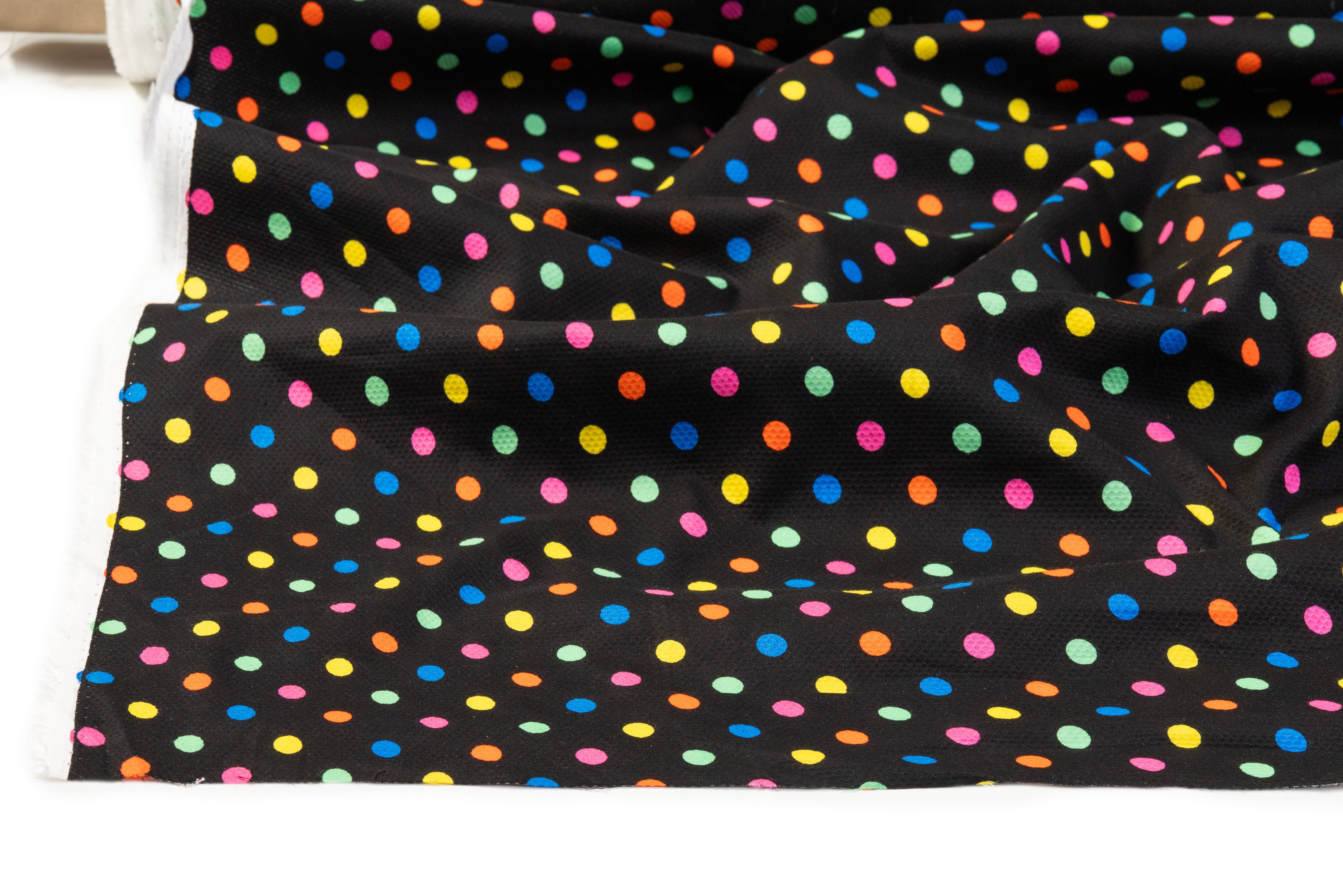 Polka Dot Italian Cotton Piqué - Black / Multicolor