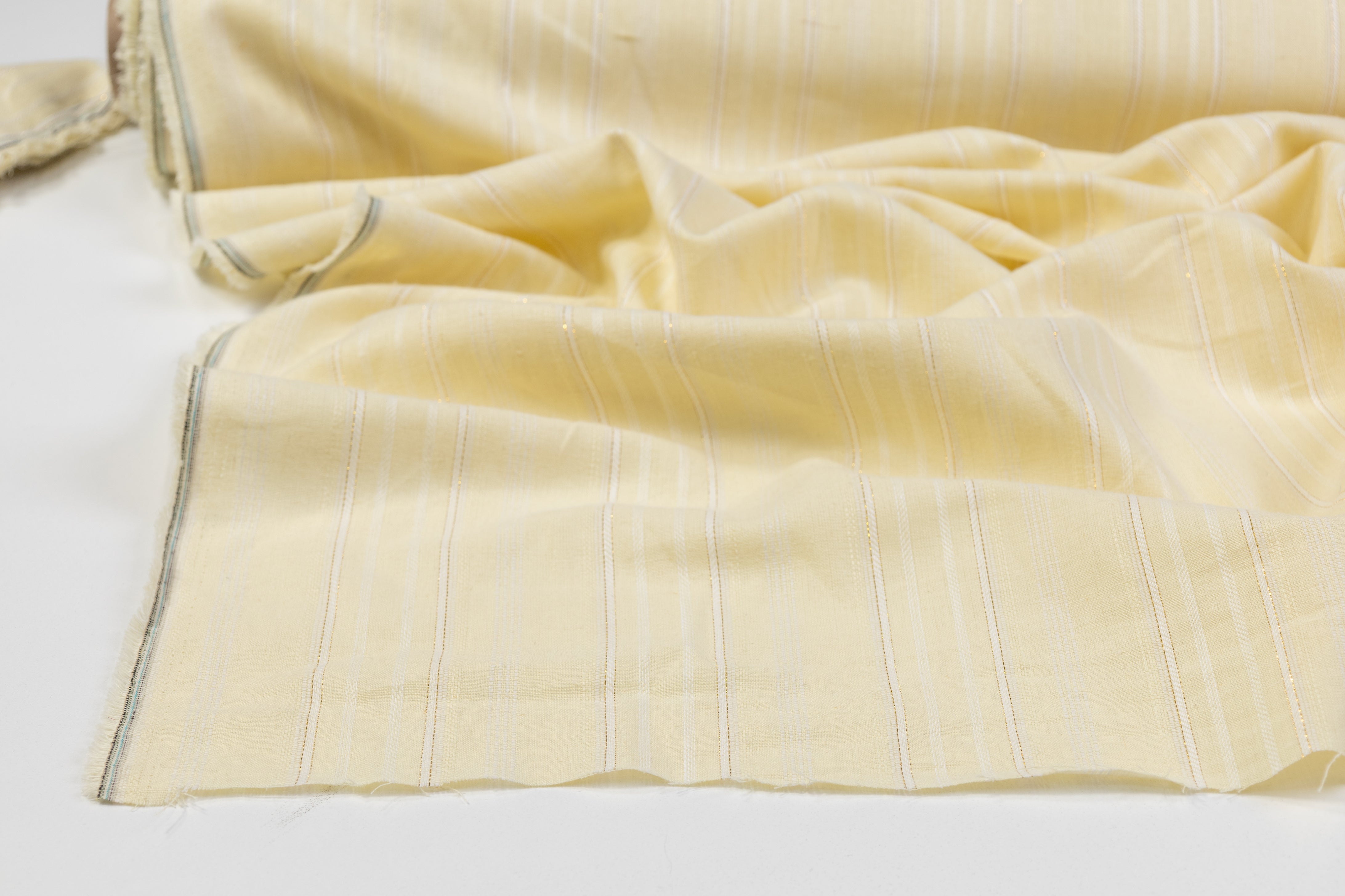 Metallic Striped Linen - Yellow / White / Gold