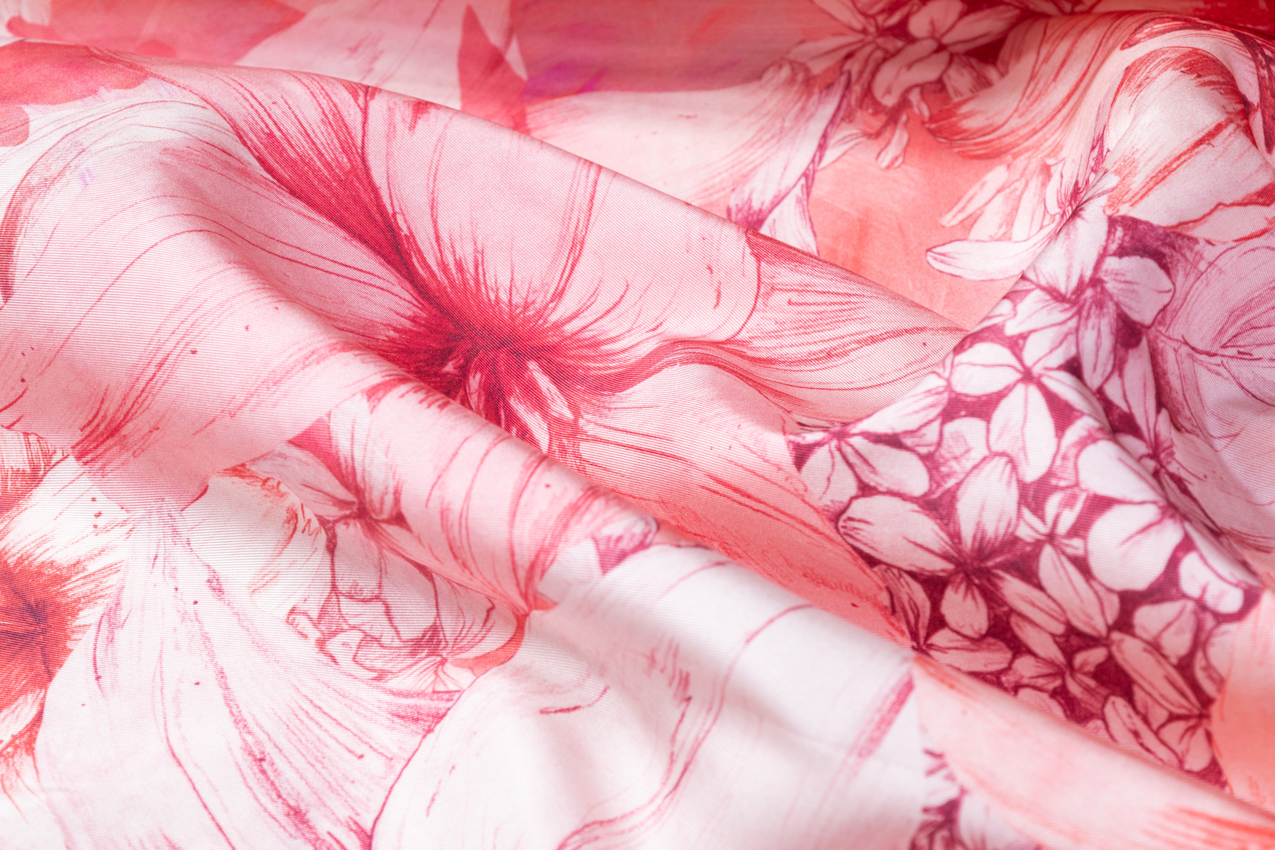 Floral Italian Silk Faille - Rosy Pink