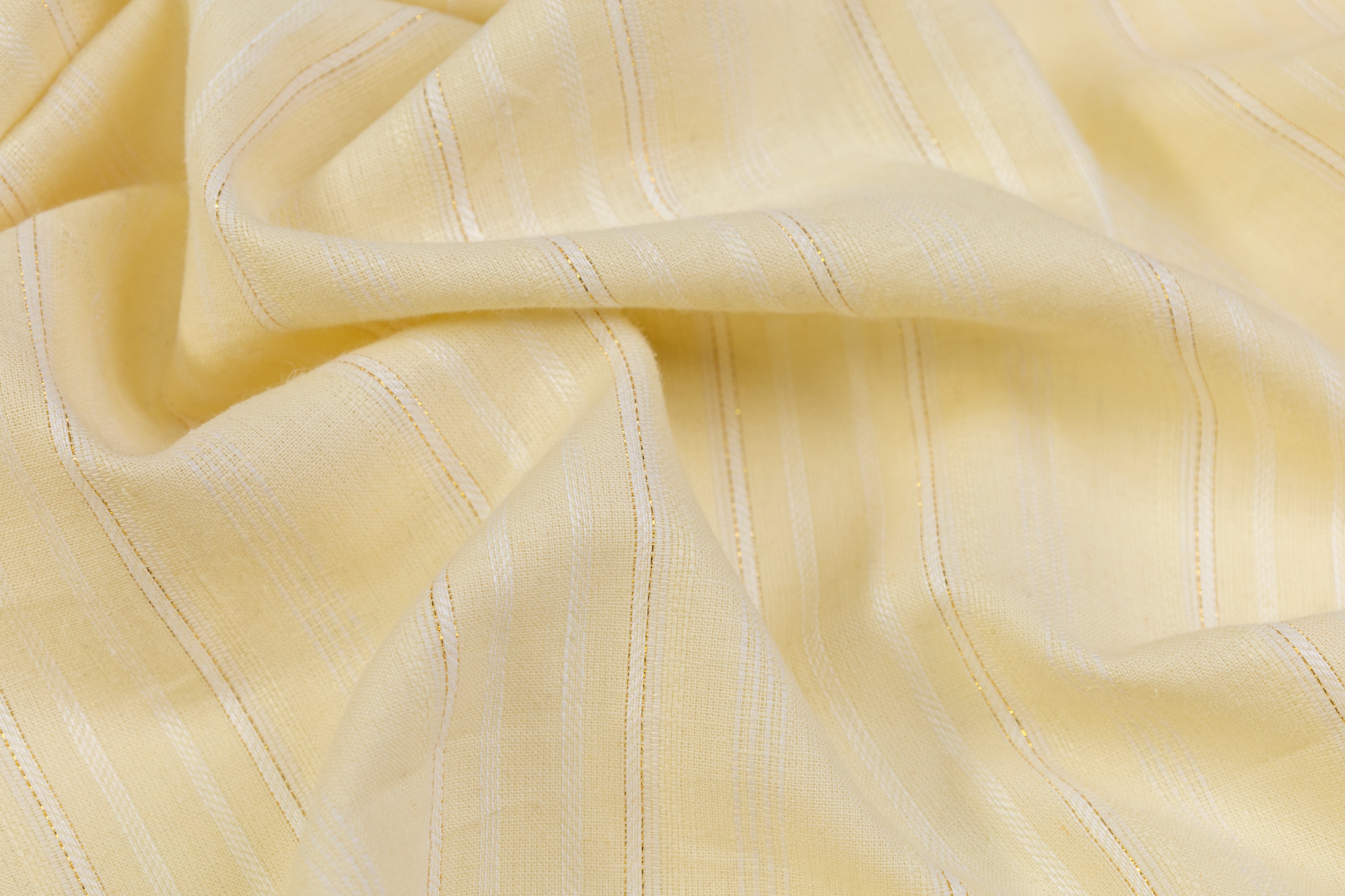 Metallic Striped Linen - Yellow / White / Gold