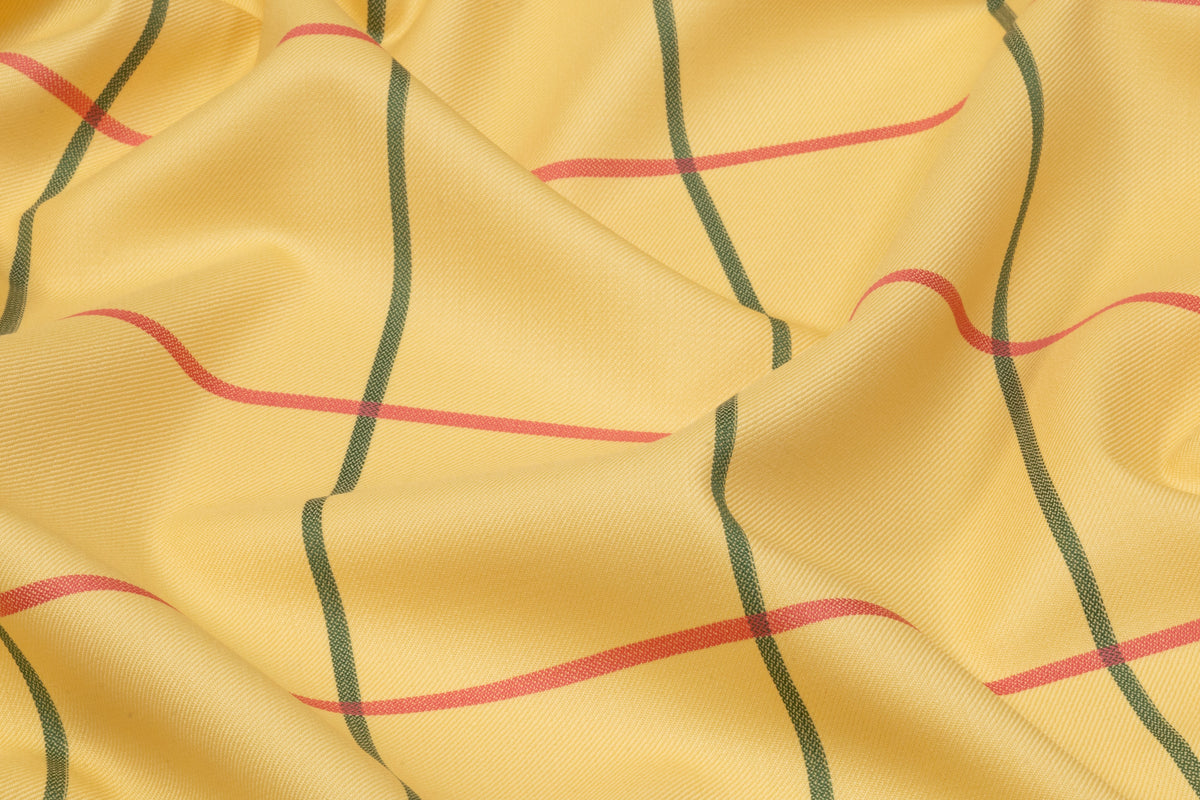 Windowpane Italian Wool Suiting - Yellow
