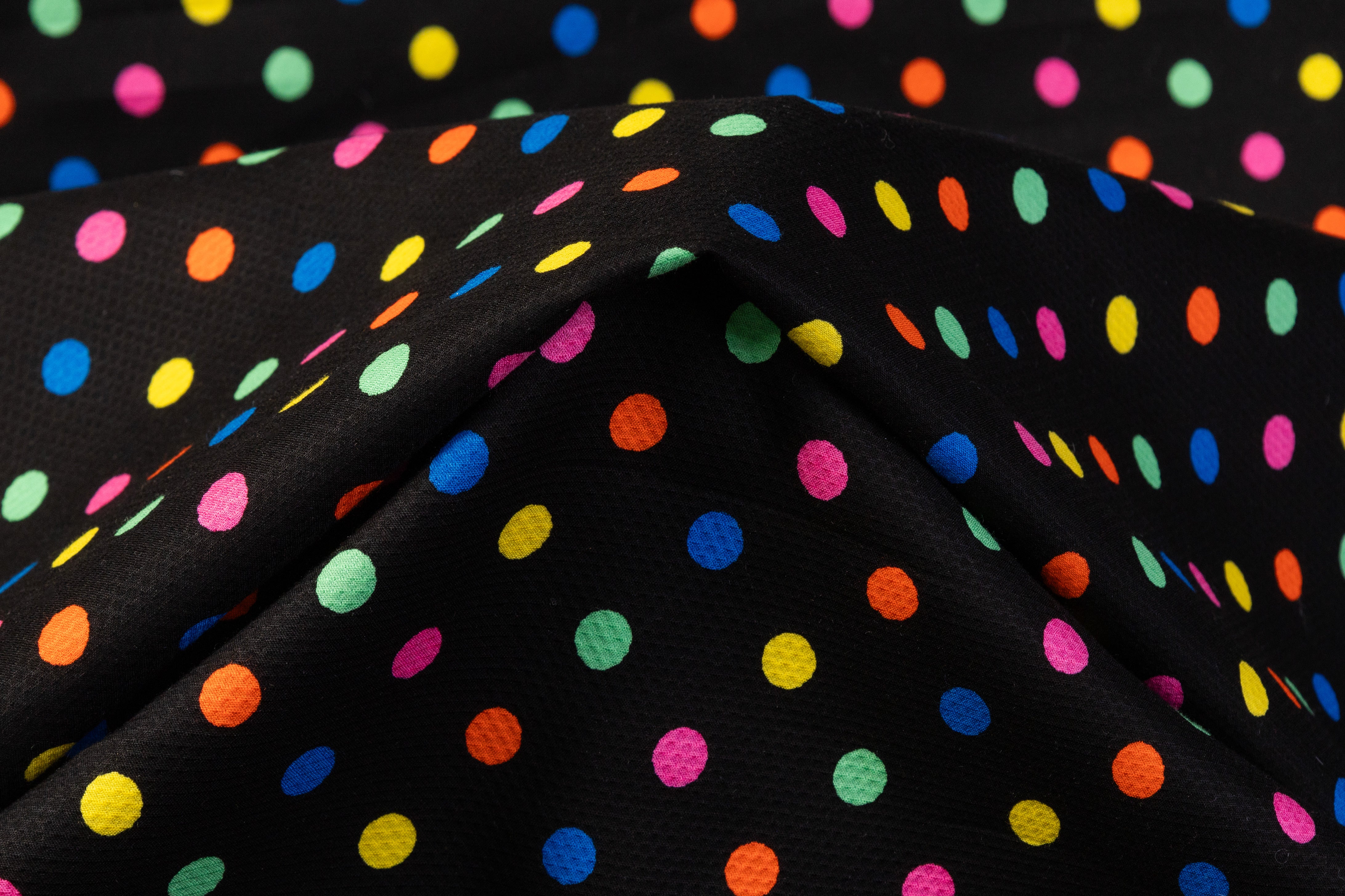 Polka Dot Italian Cotton Piqué - Black / Multicolor