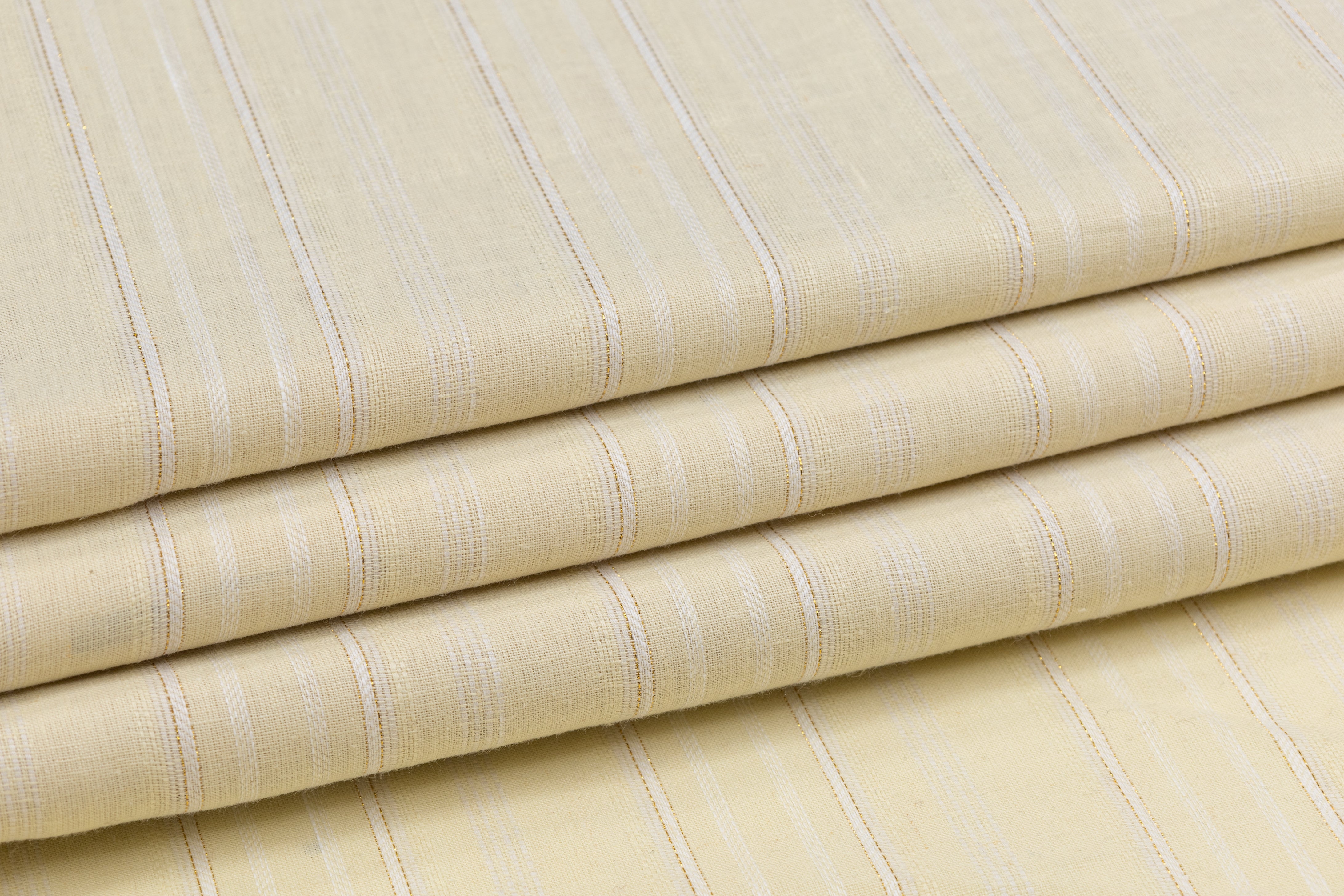 Metallic Striped Linen - Yellow / White / Gold