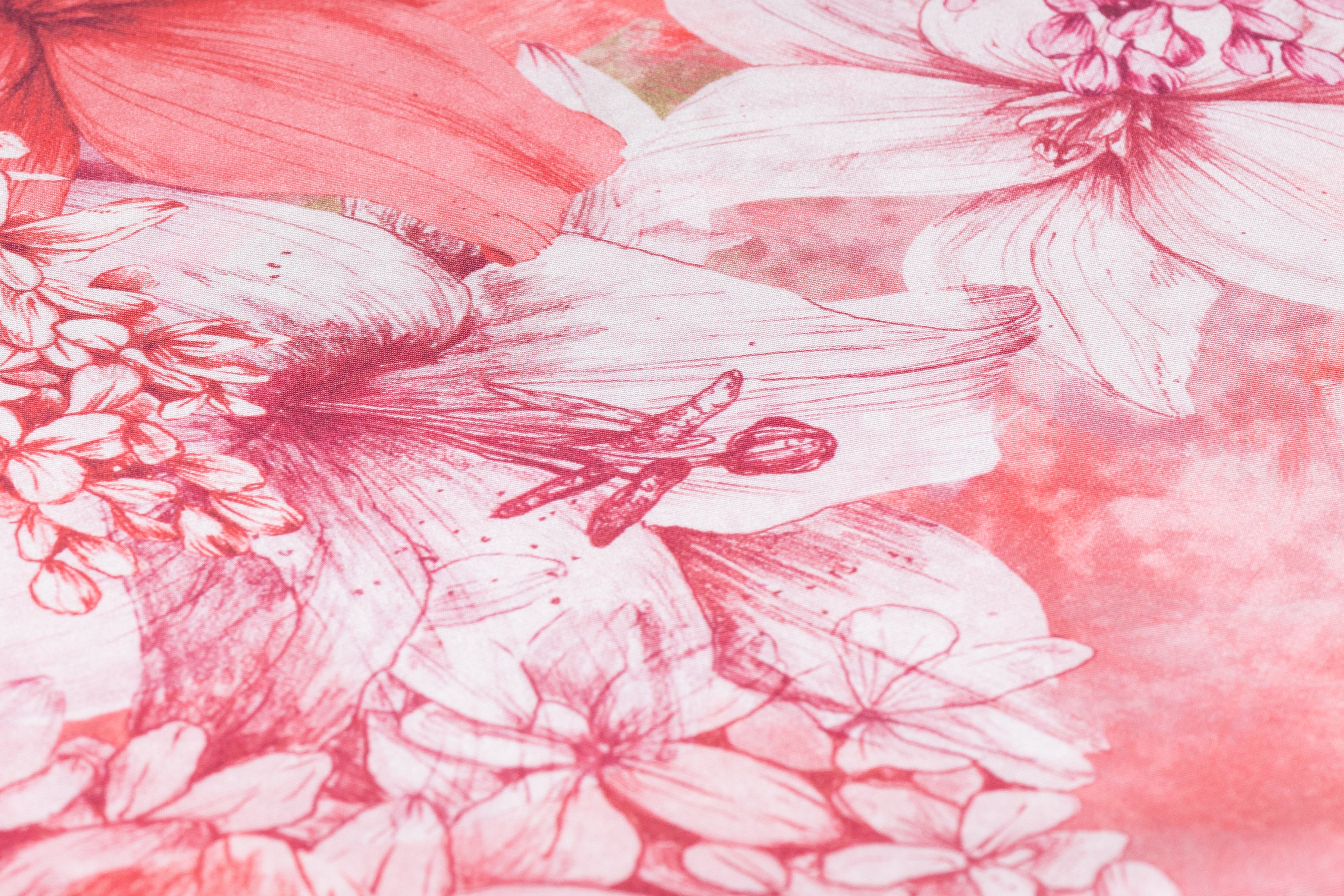 Floral Italian Silk Faille - Rosy Pink