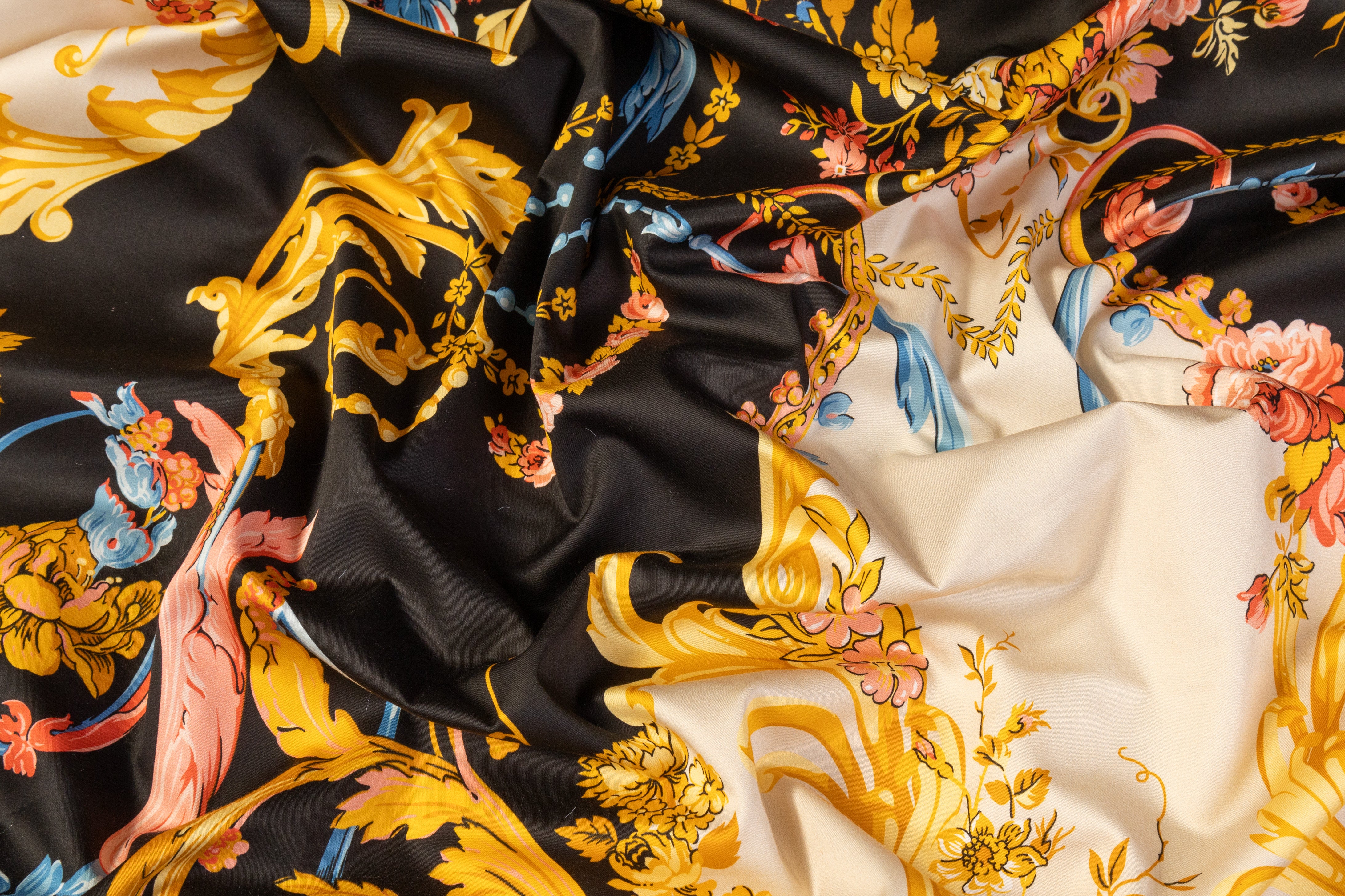 Ratti - Baroque Garden Italian Cotton Sateen - Black / Gold / Blue