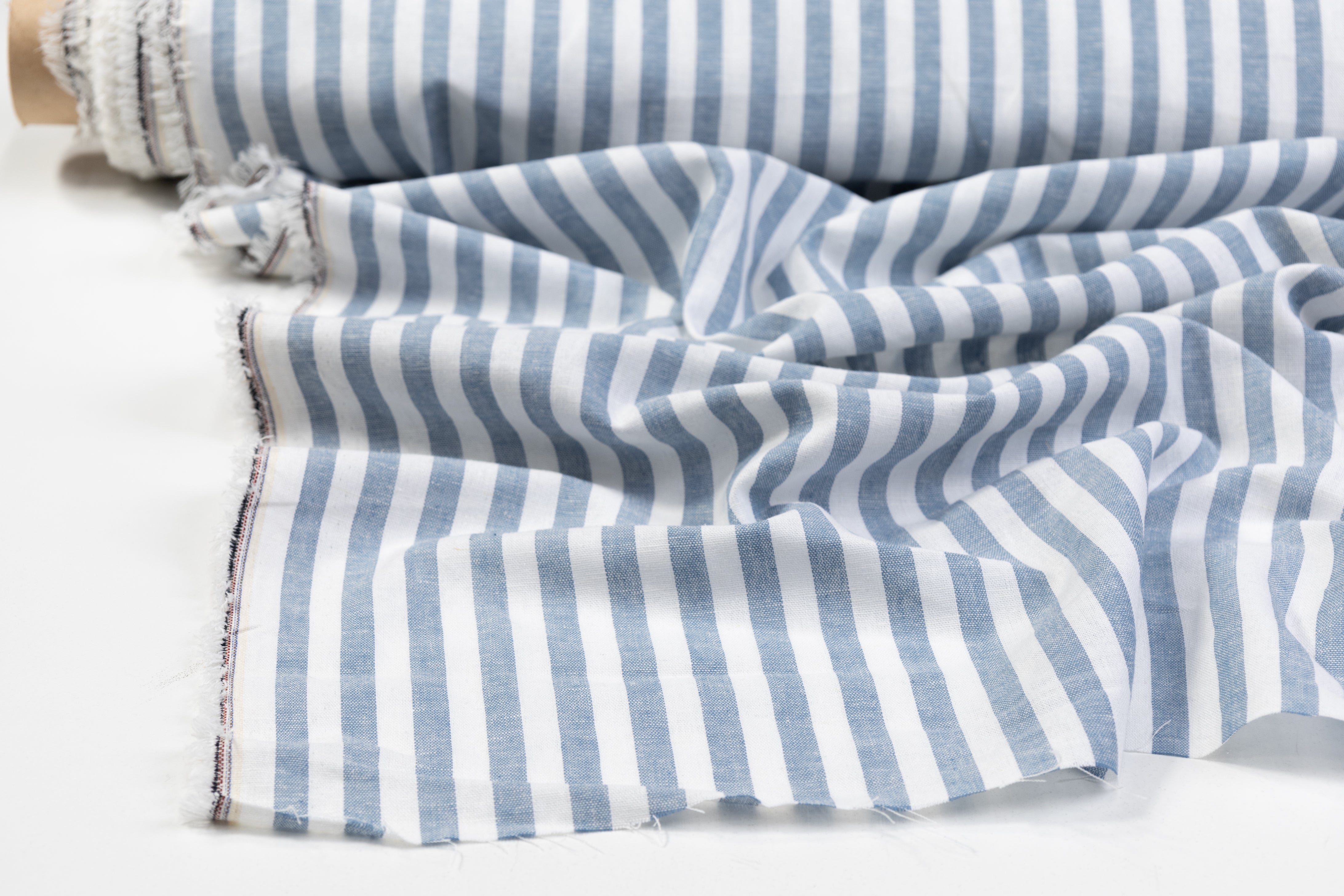 Striped Italian Linen - Blue / White