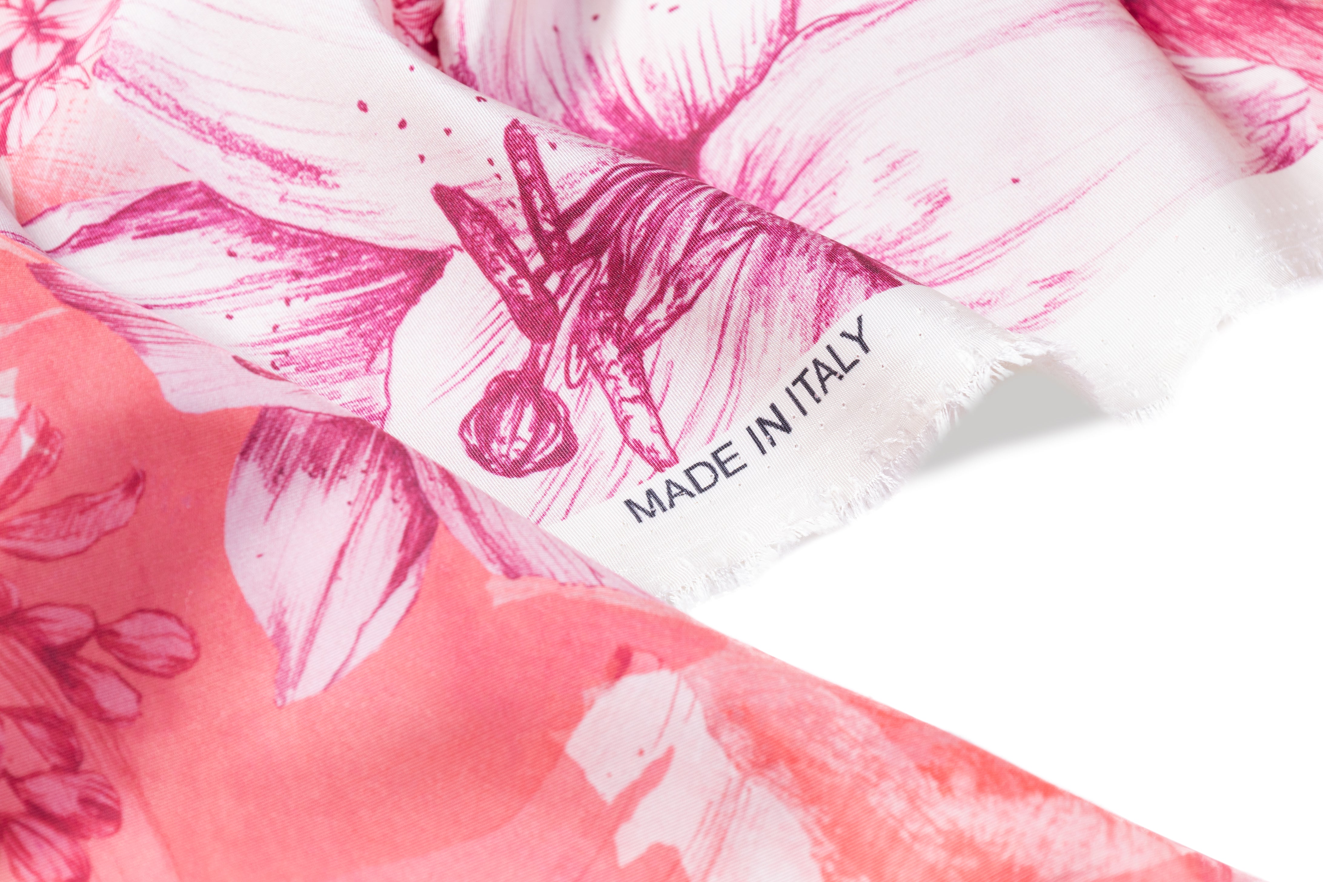 Floral Italian Silk Faille - Rosy Pink