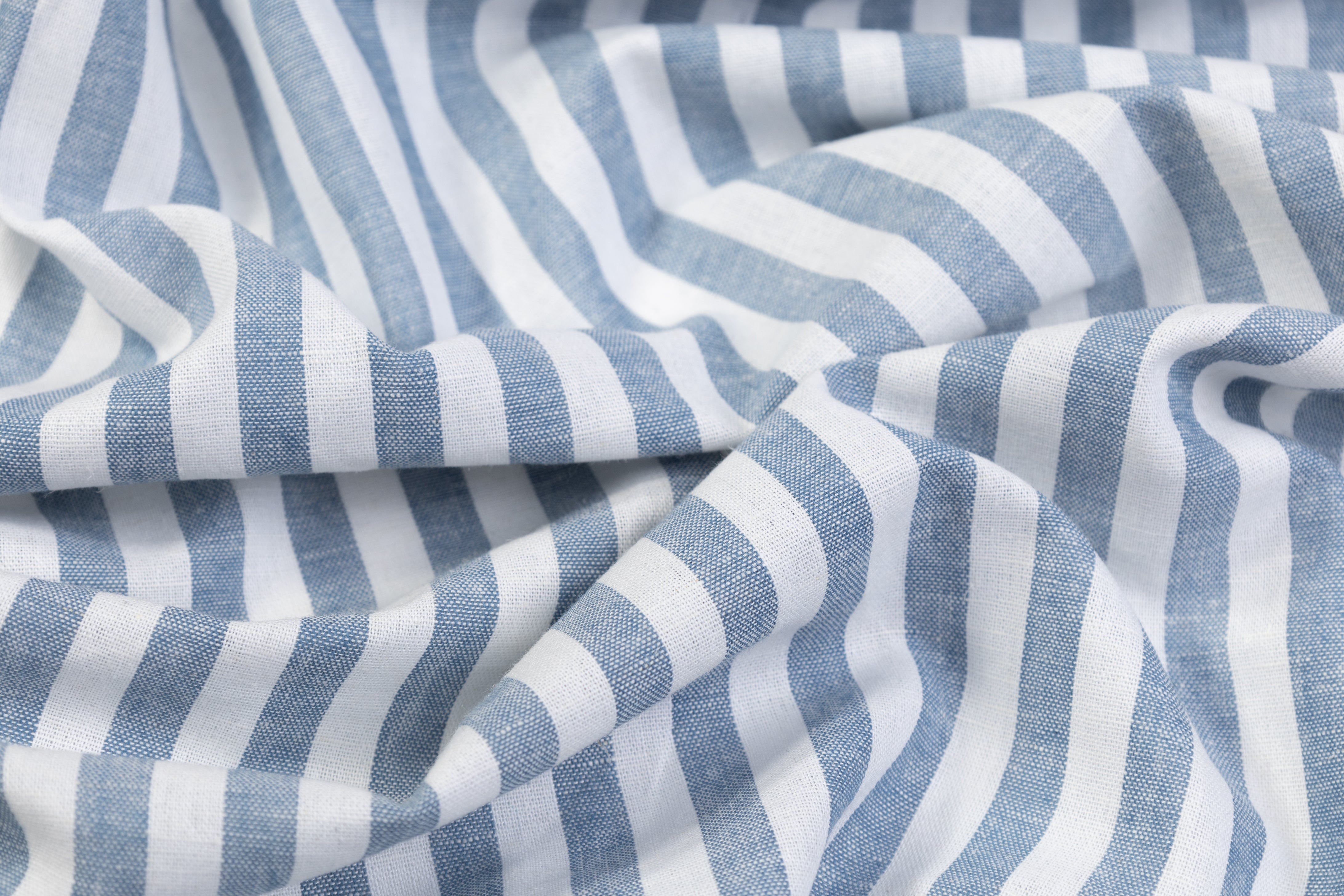 Striped Italian Linen - Blue / White