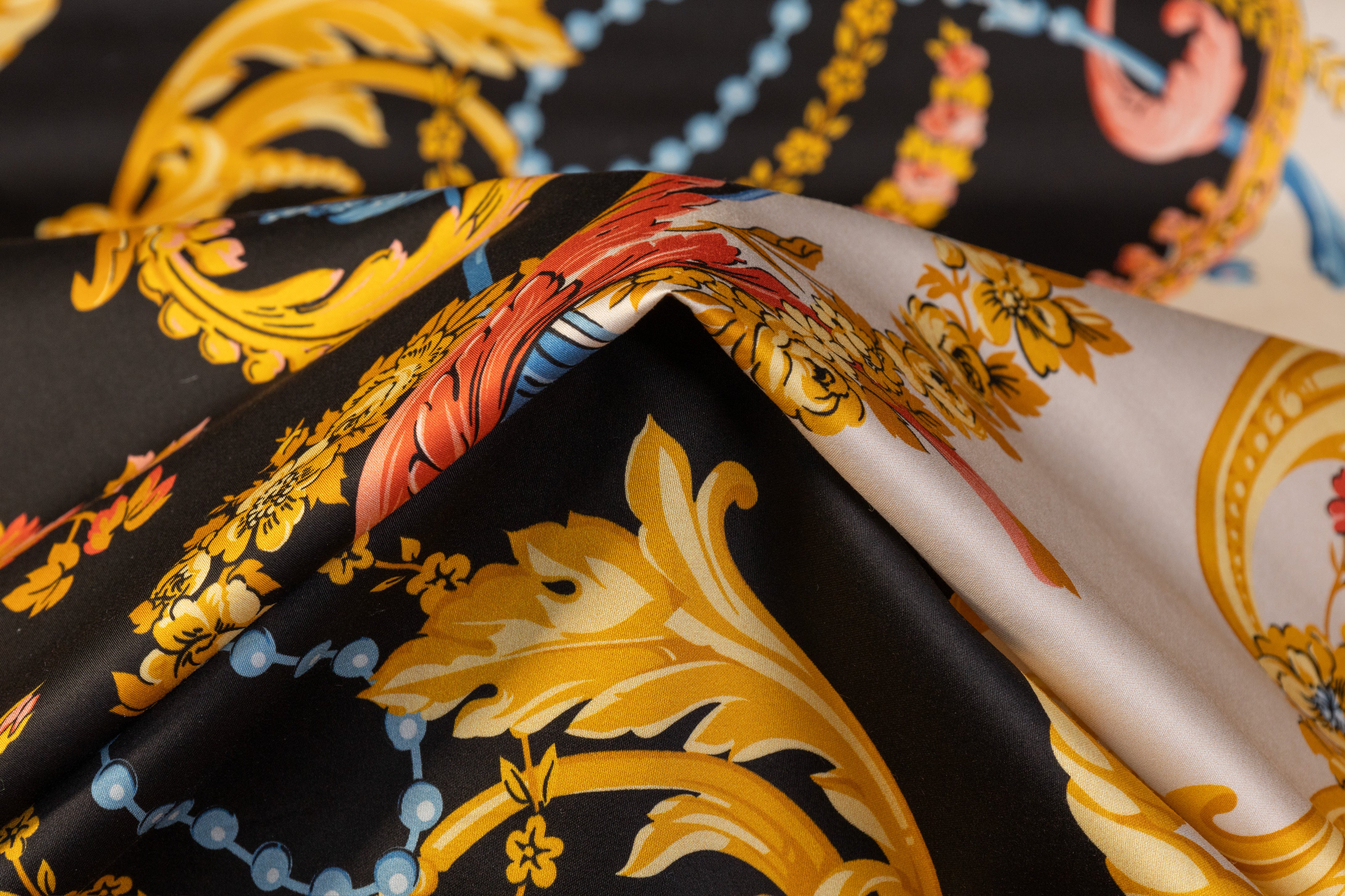 Ratti - Baroque Garden Italian Cotton Sateen - Black / Gold / Blue