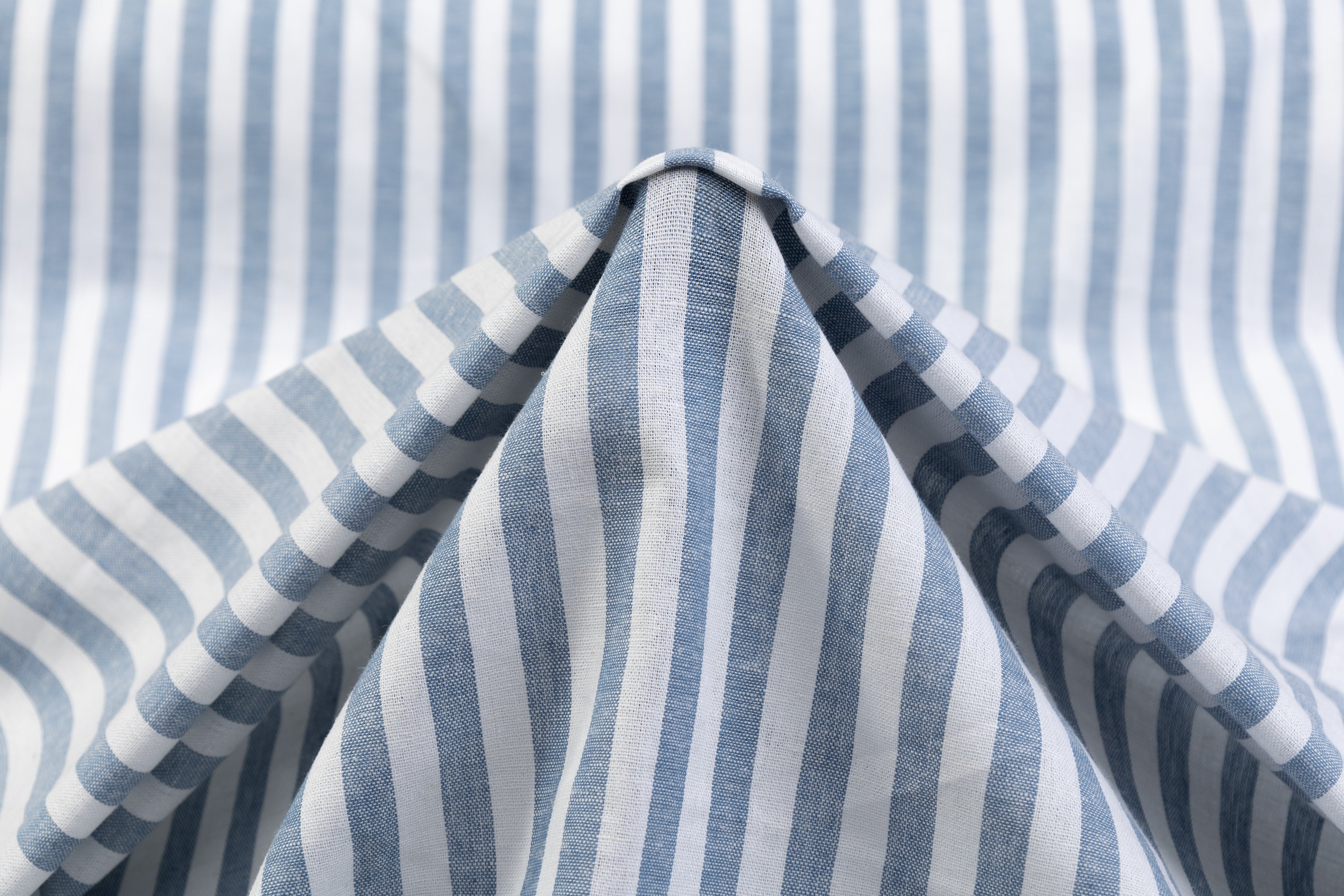 Striped Italian Linen - Blue / White
