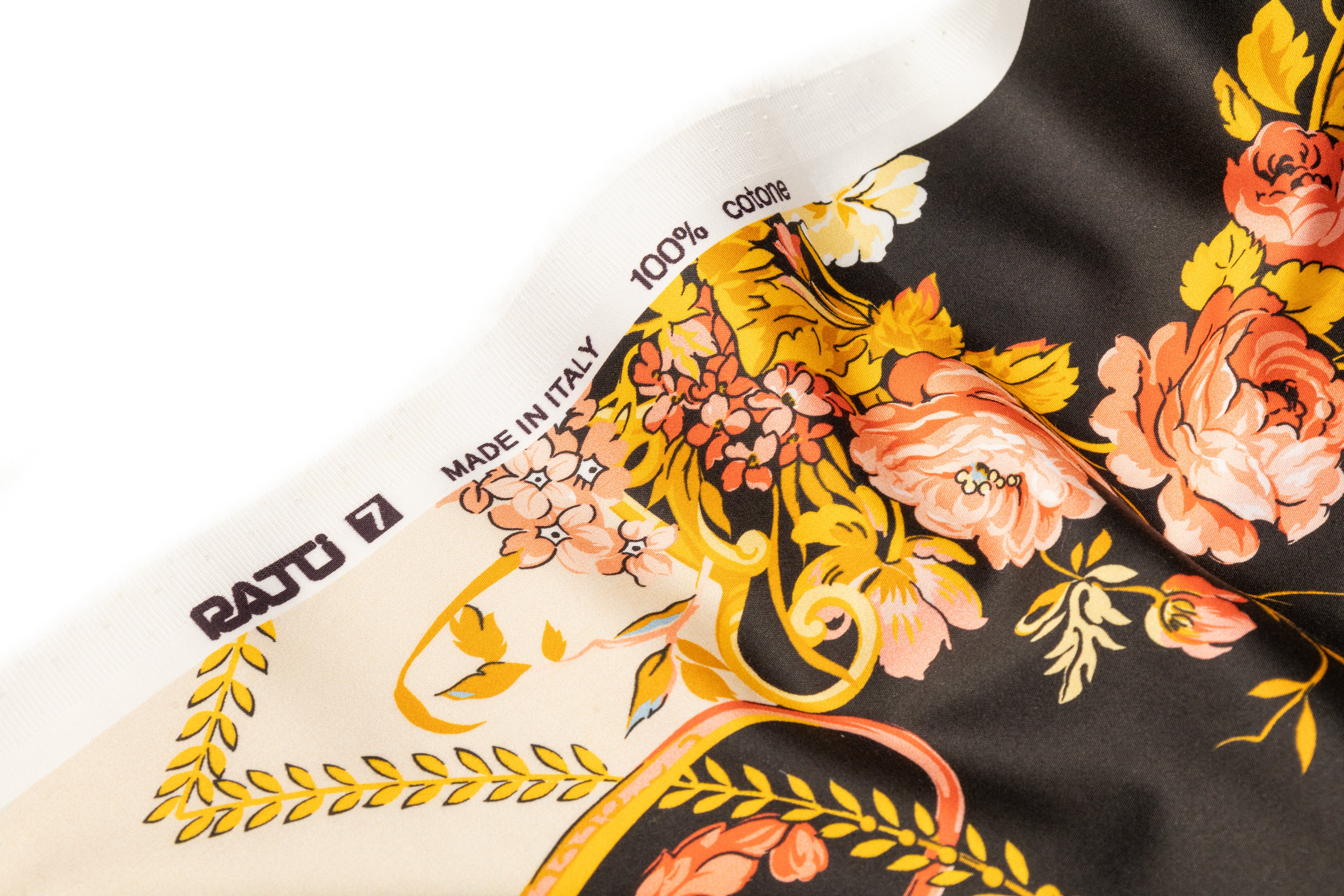 Ratti - Baroque Garden Italian Cotton Sateen - Black / Gold / Blue