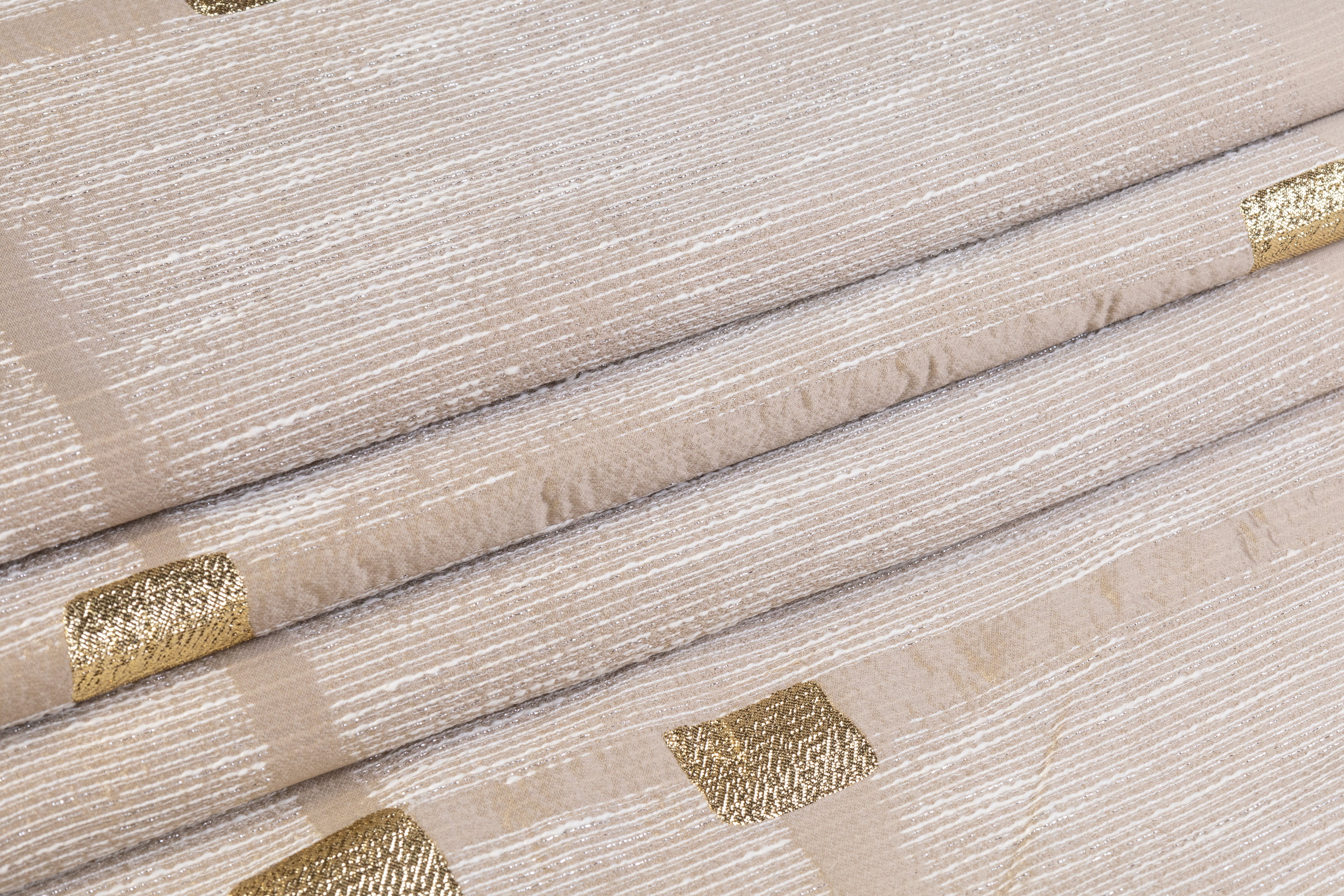 Geometric Metallic Italian Brocade - Beige / Gold