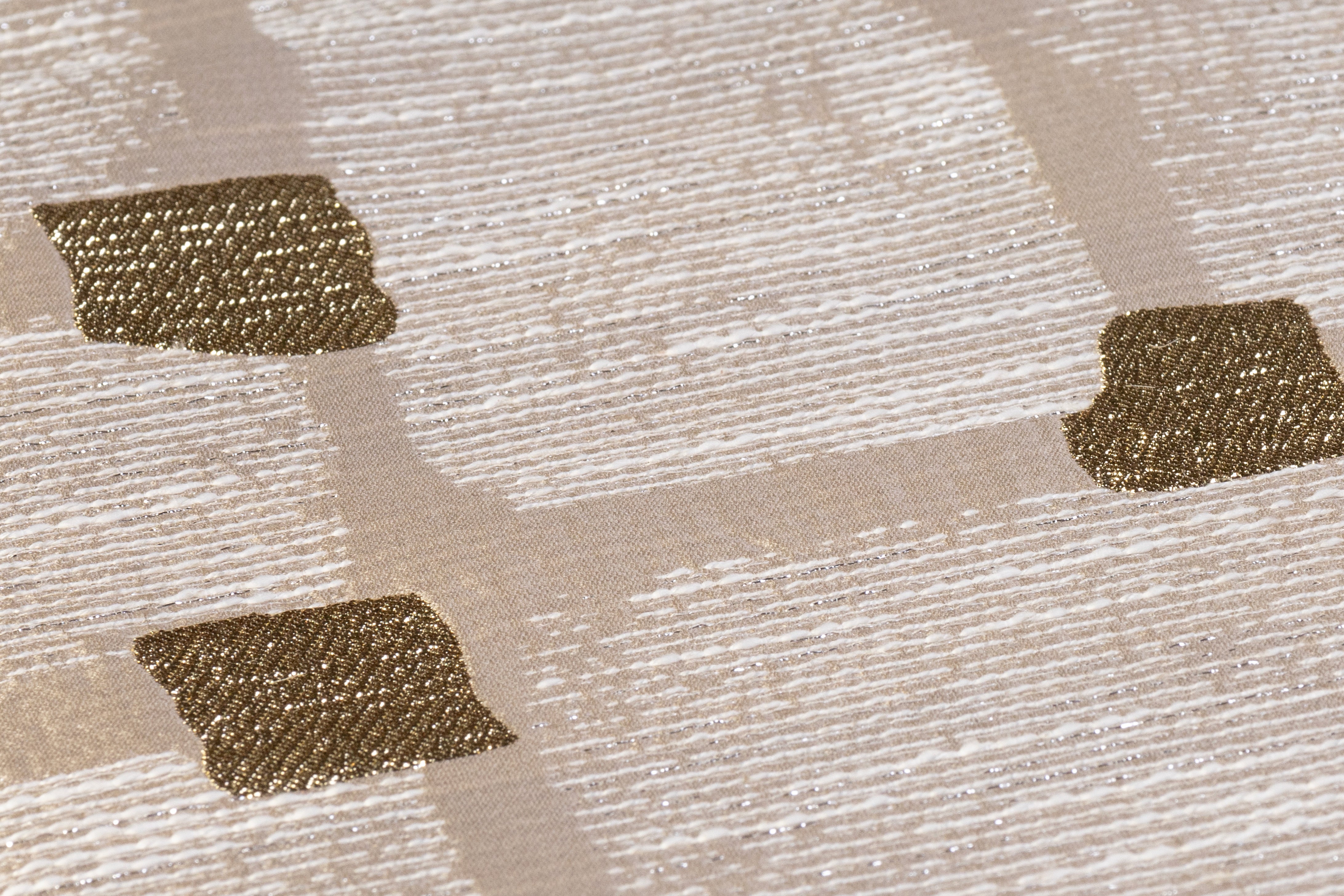 Geometric Metallic Italian Brocade - Beige / Gold