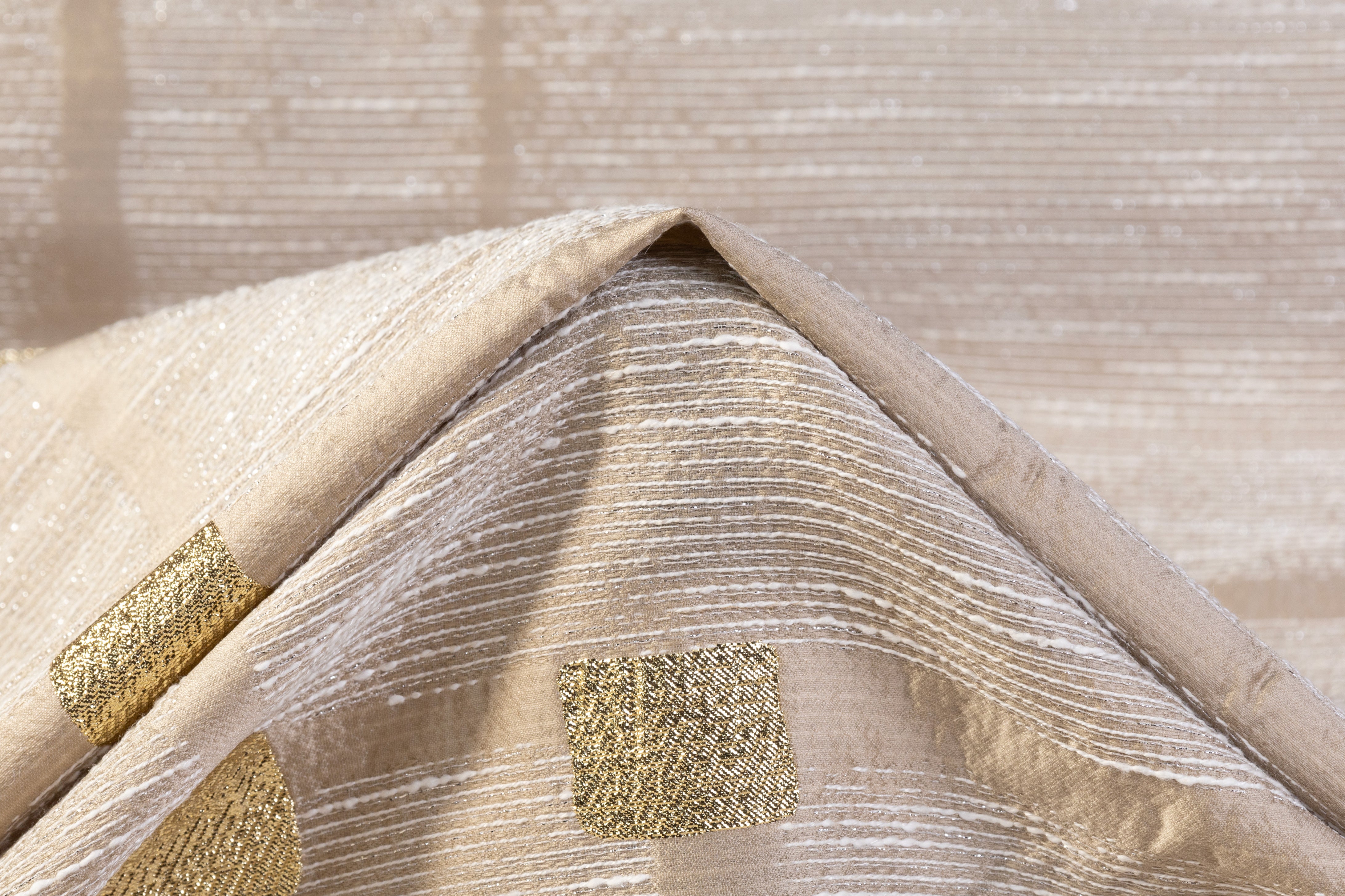 Geometric Metallic Italian Brocade - Beige / Gold