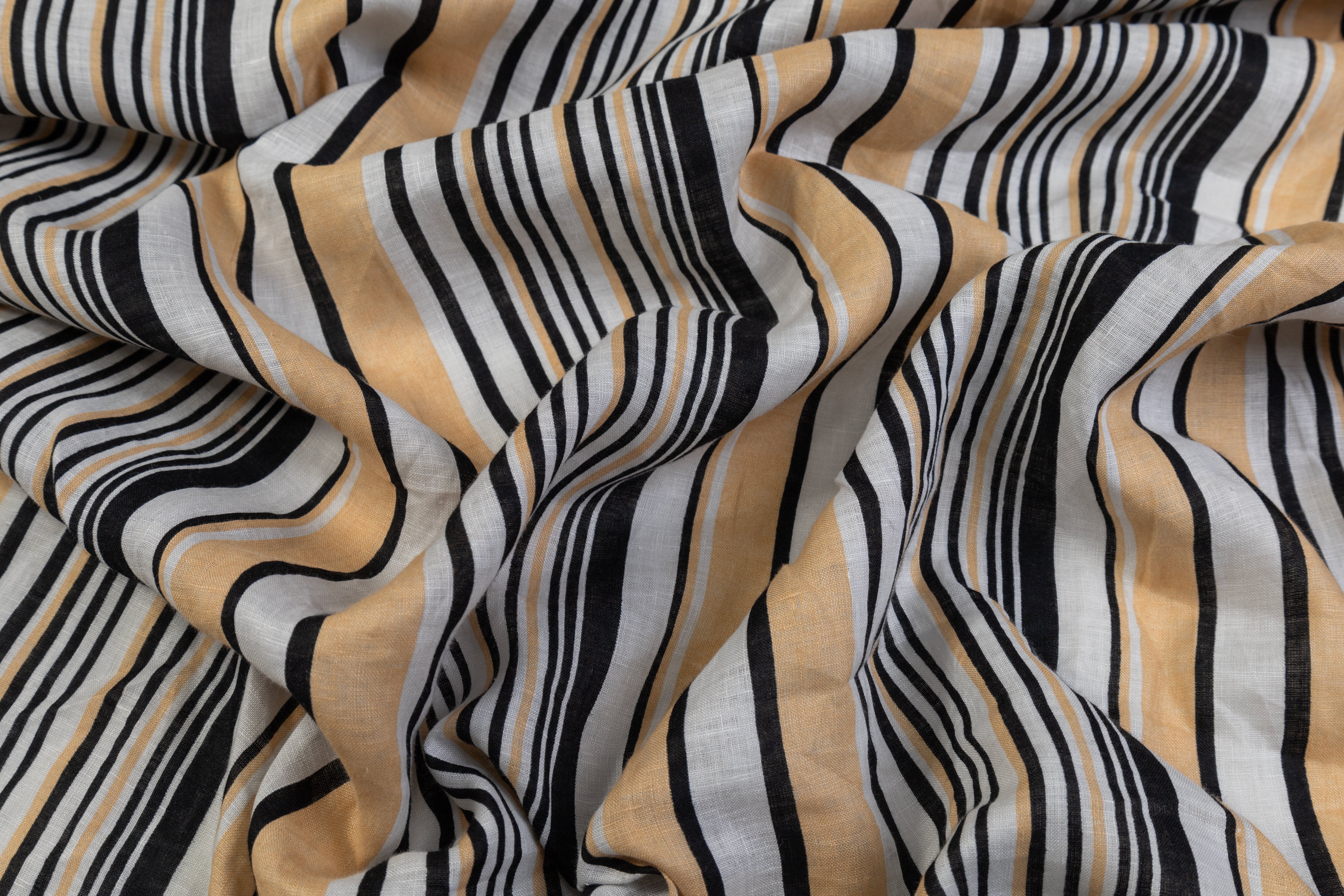 Striped Italian Linen - Beige / Black / White