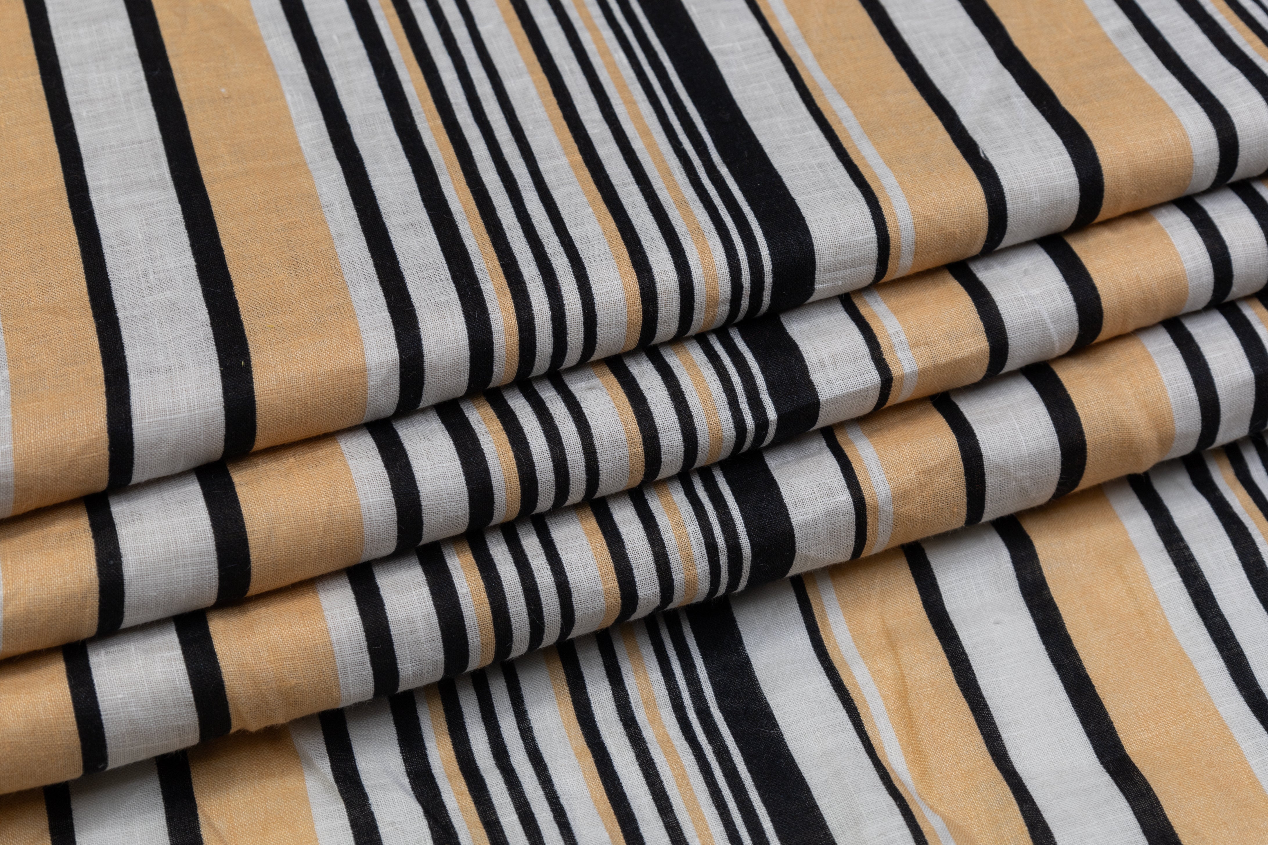 Striped Italian Linen - Beige / Black / White