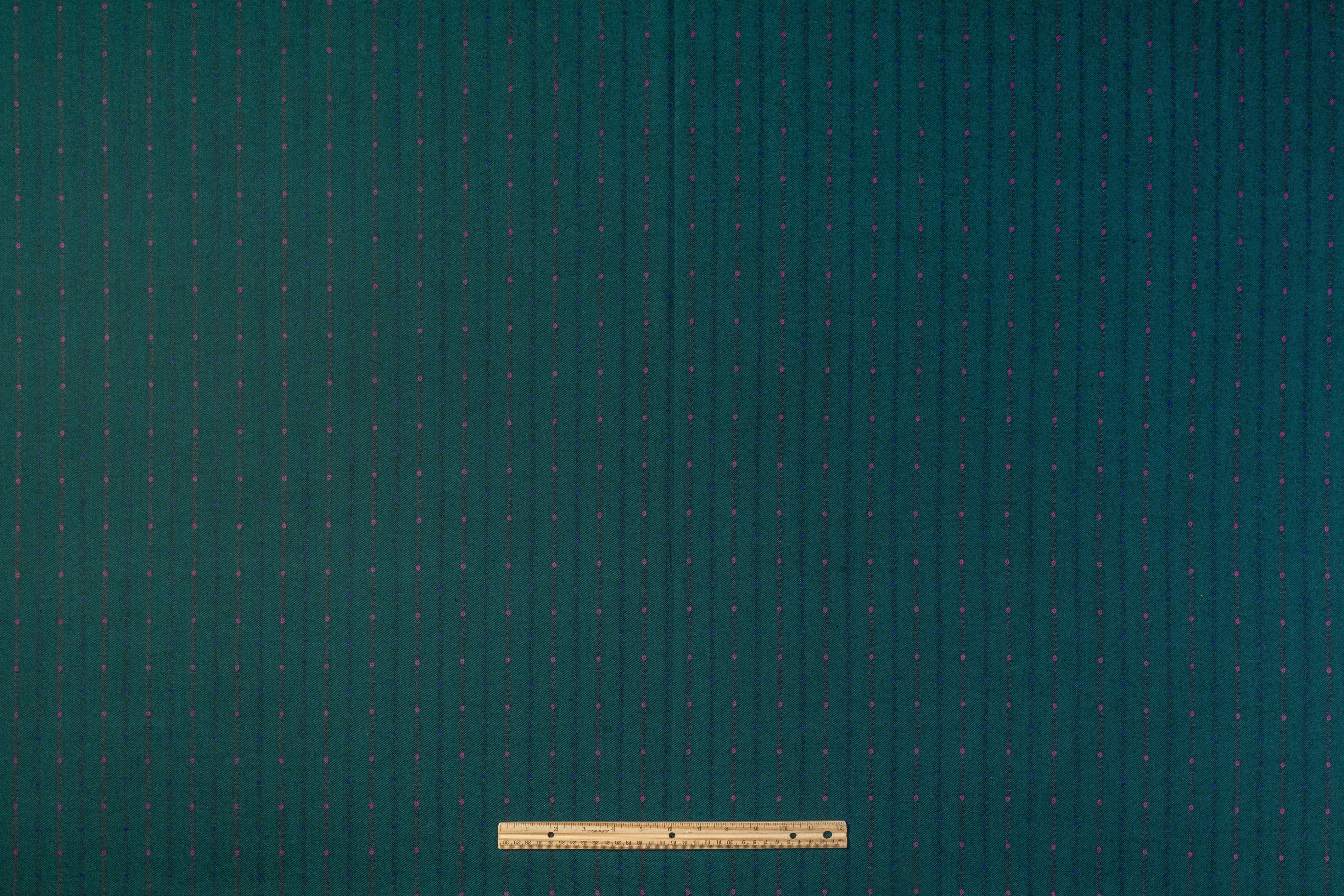 Striped Italian Wool Suiting - Teal