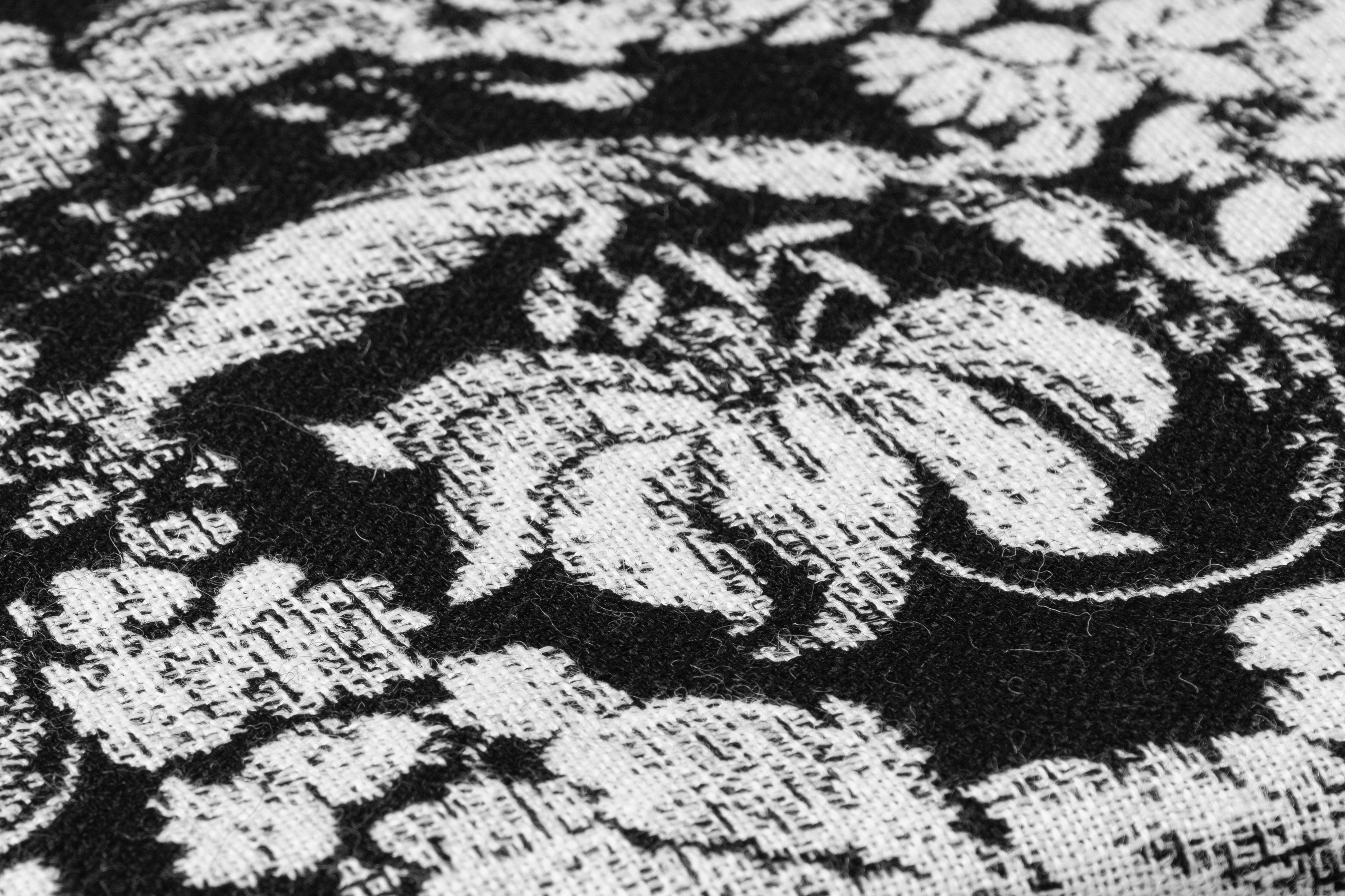 Double Faced Floral Italian Wool Tweed - Black / White