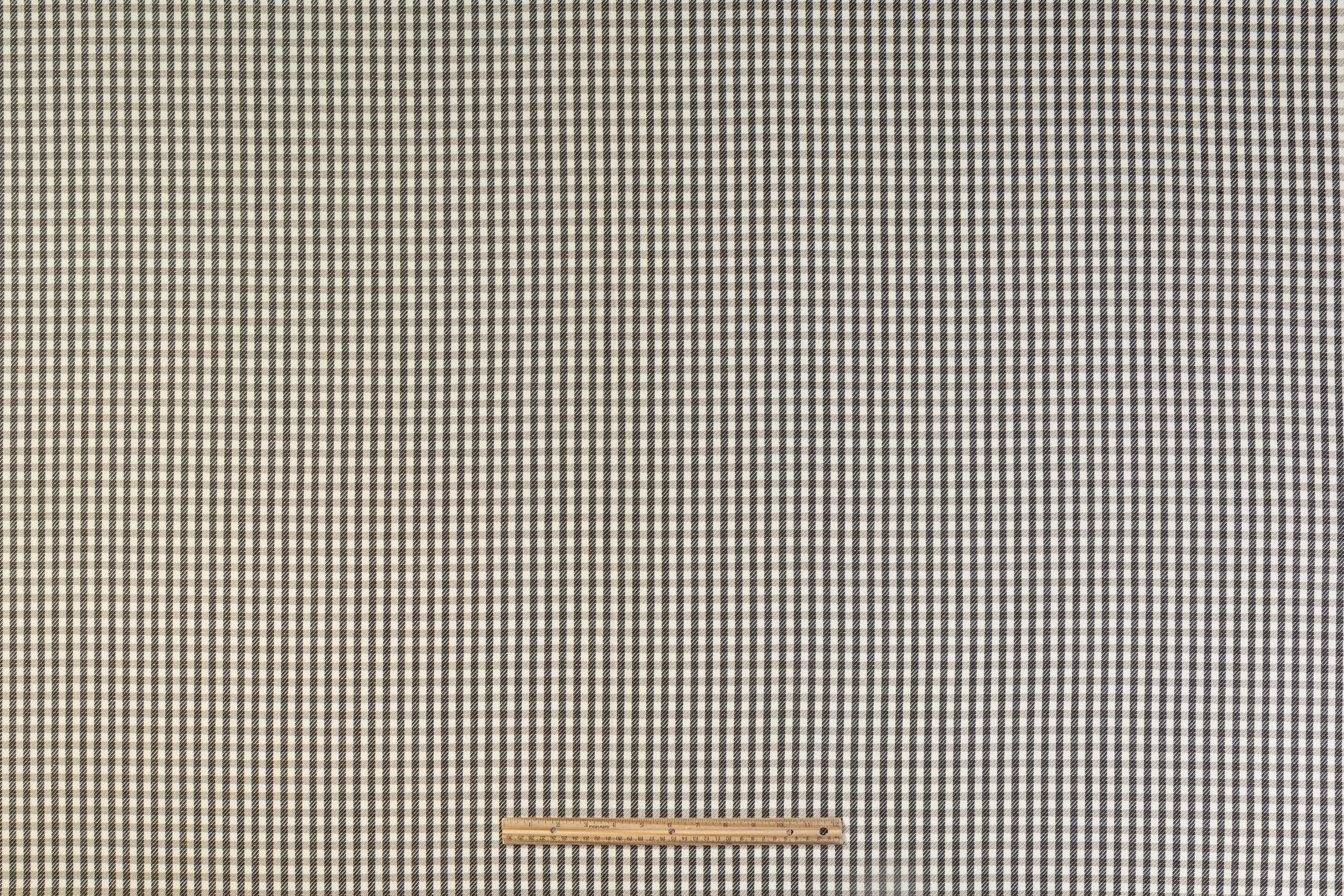 Metallic Checked Italian Wool Twill - Black / Taupe / Ivory / Gold