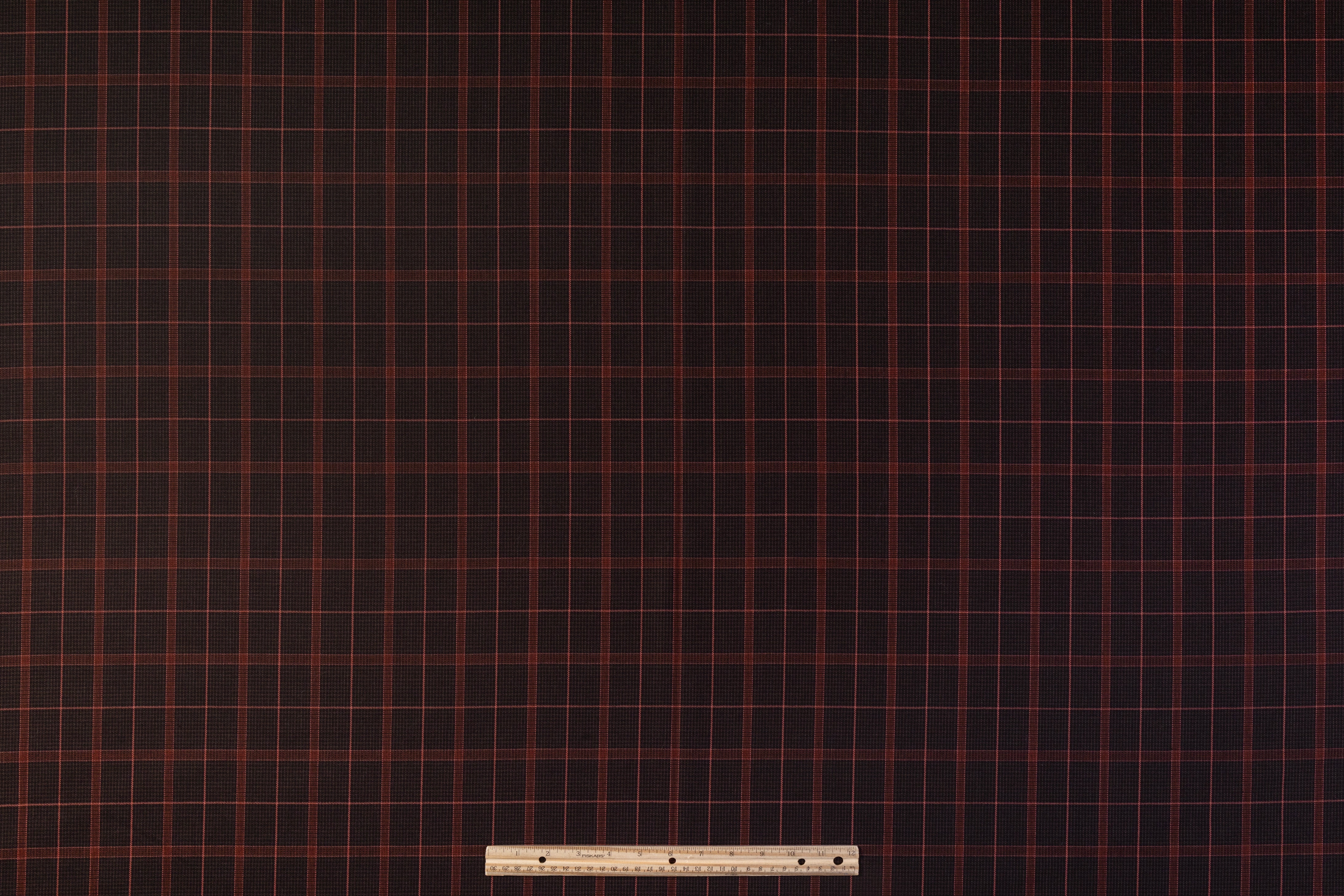 Checked Italian Wool Suiting - Brown / Coral