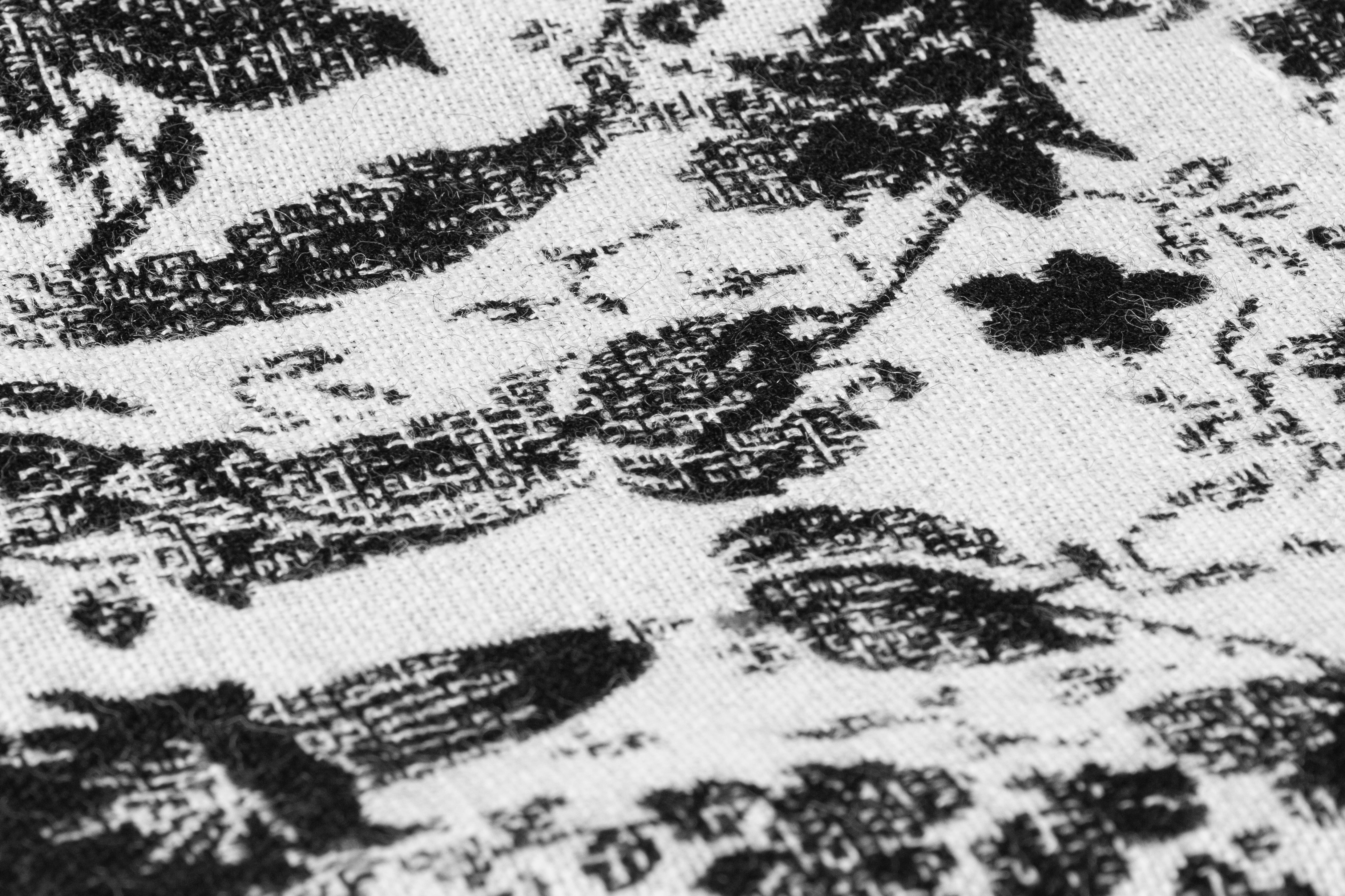 Double Faced Floral Italian Wool Tweed - Black / White