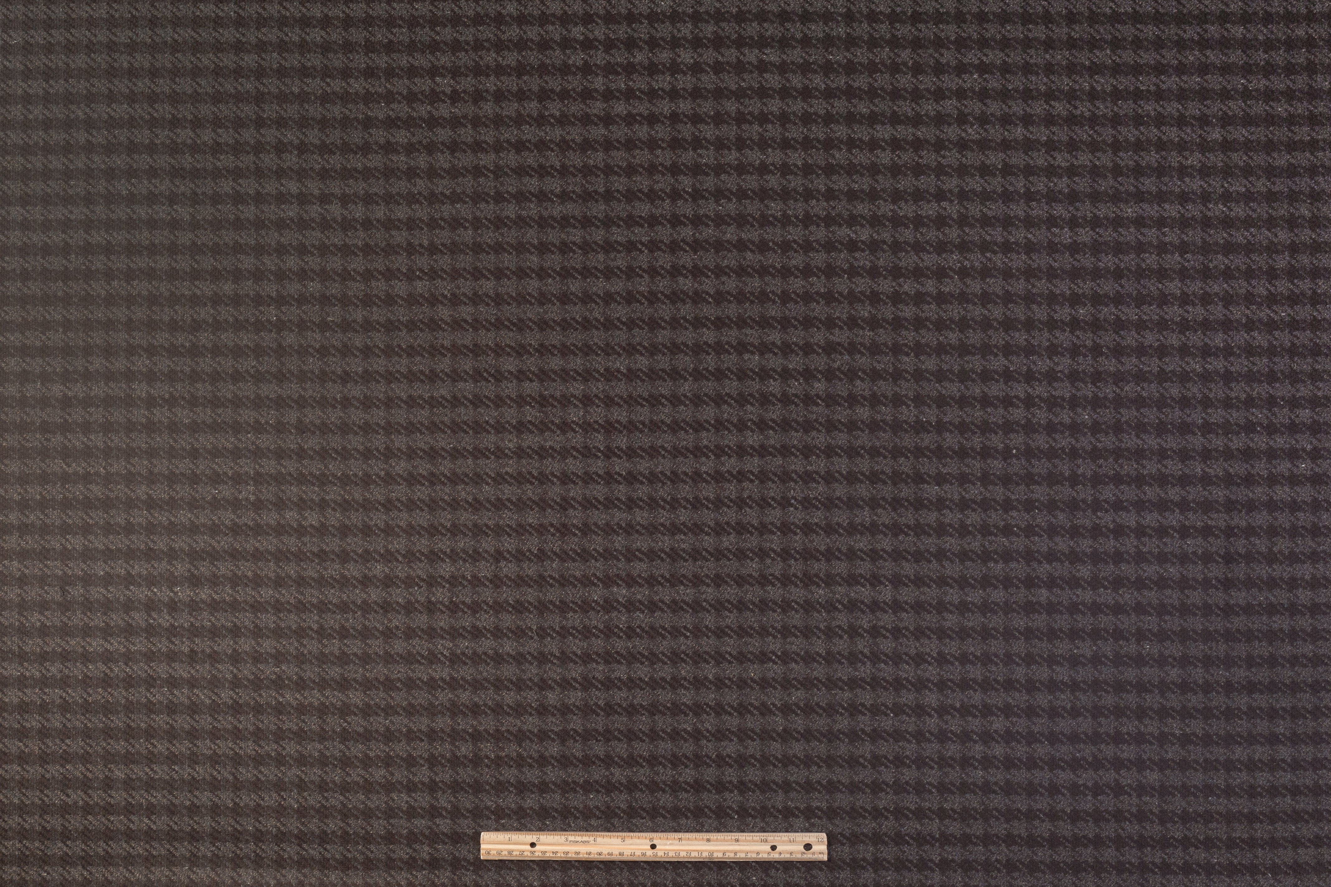 Houndstooth Italian Wool Coating - Smoky Brown