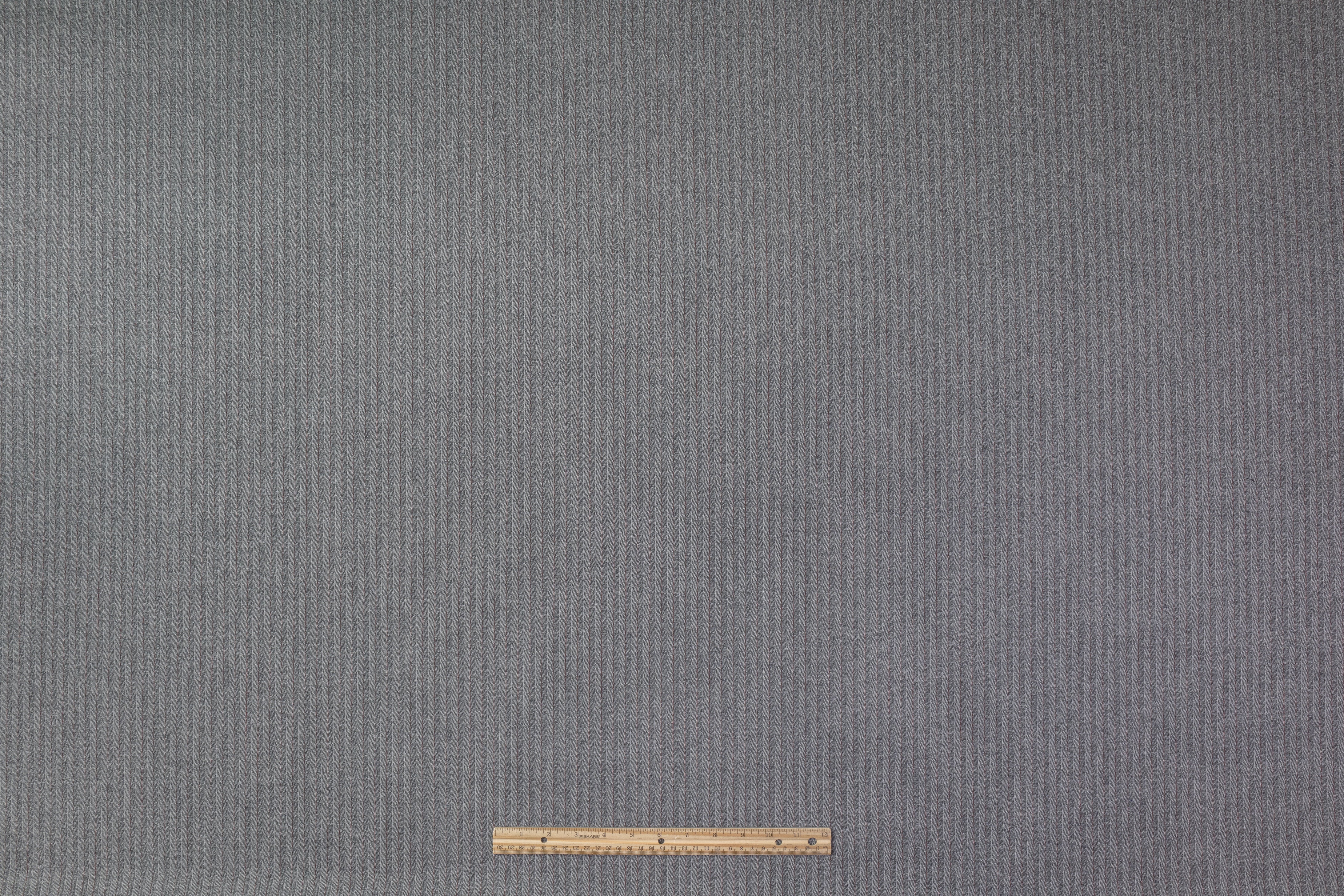 Italian Herringbone Wool Suiting - Gray / Red