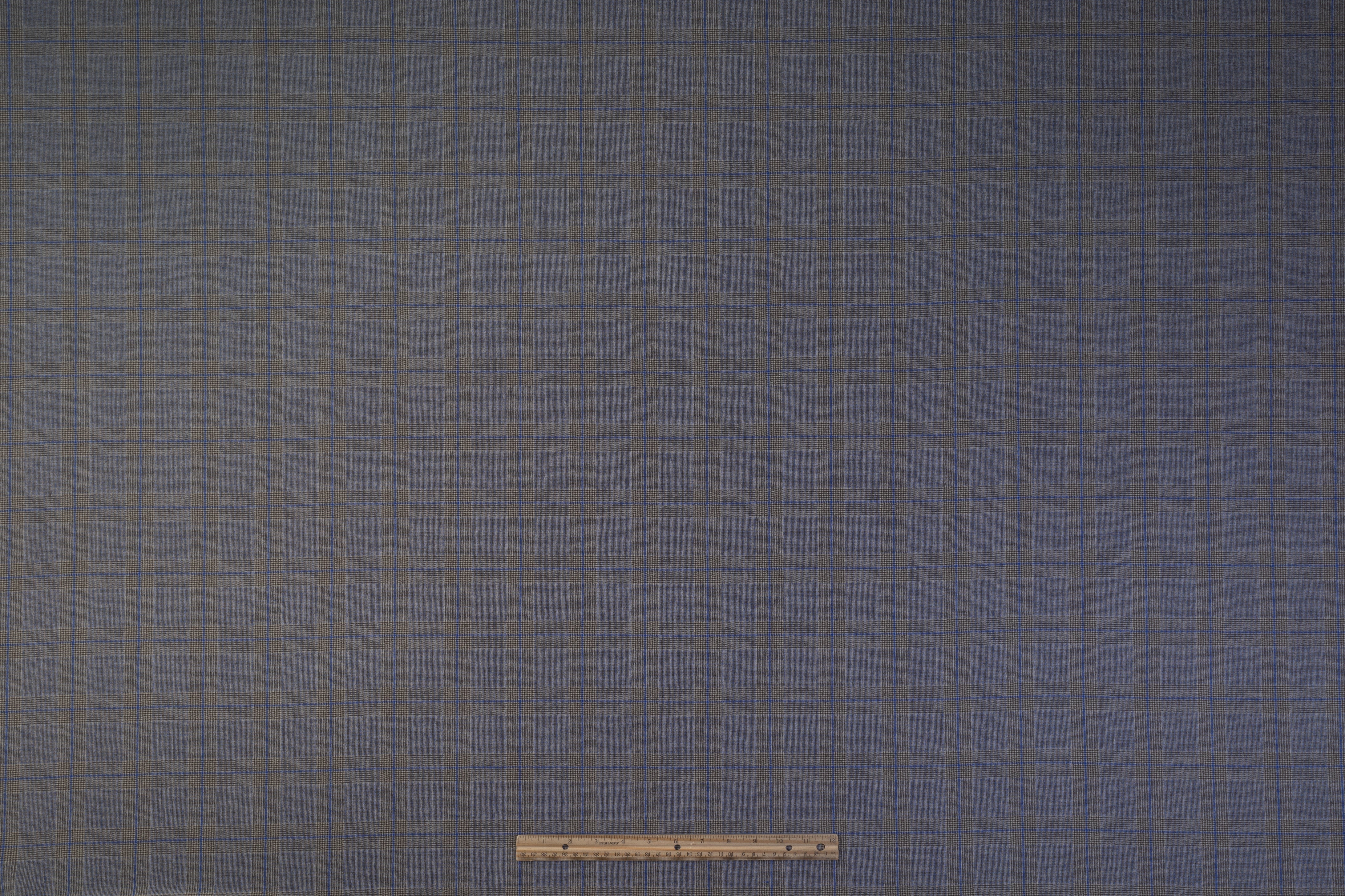 Marzotto - Plaid Italian Wool Flannel Suiting - Gray / Blue / Taupe