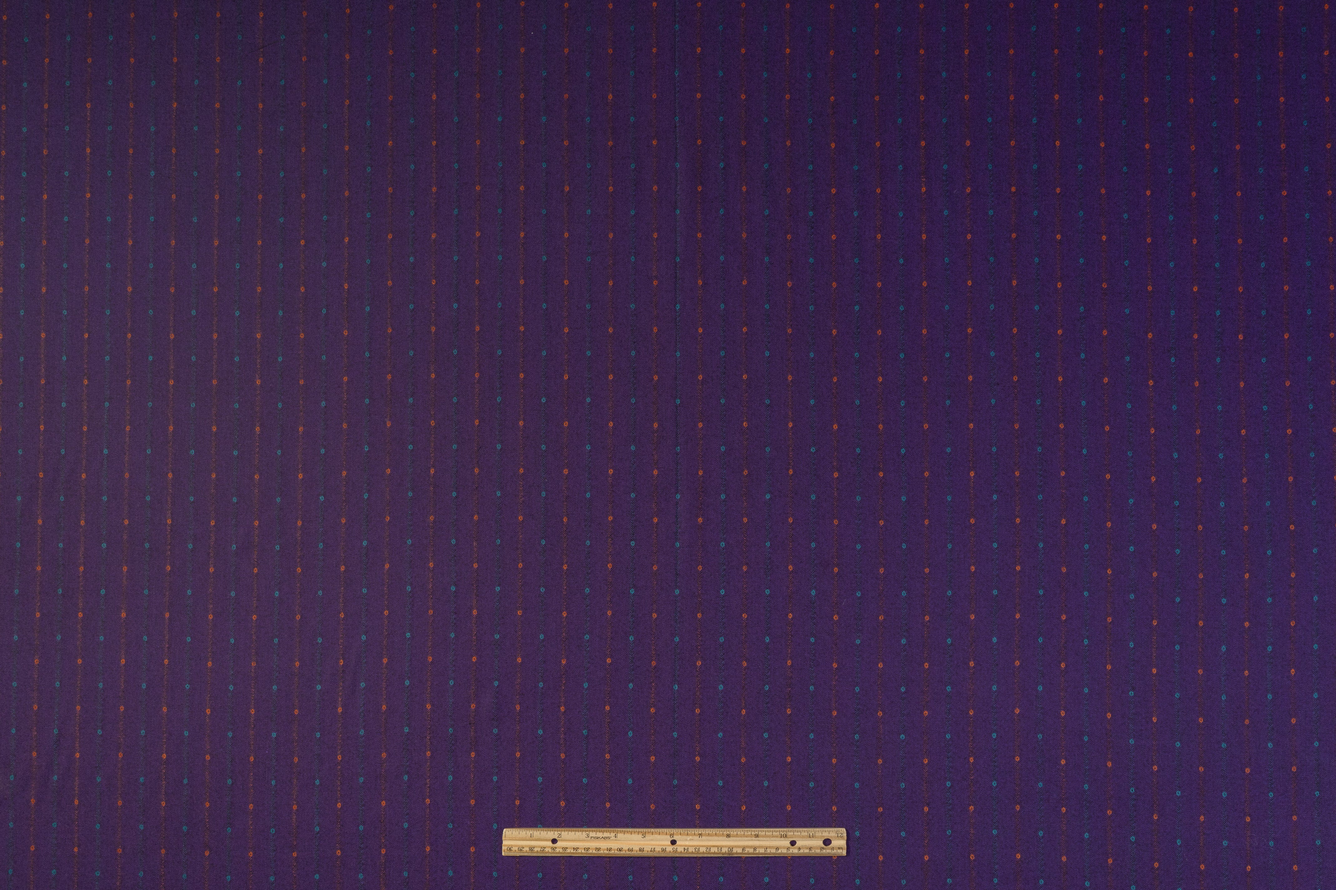 Striped Italian Wool Suiting - Purple