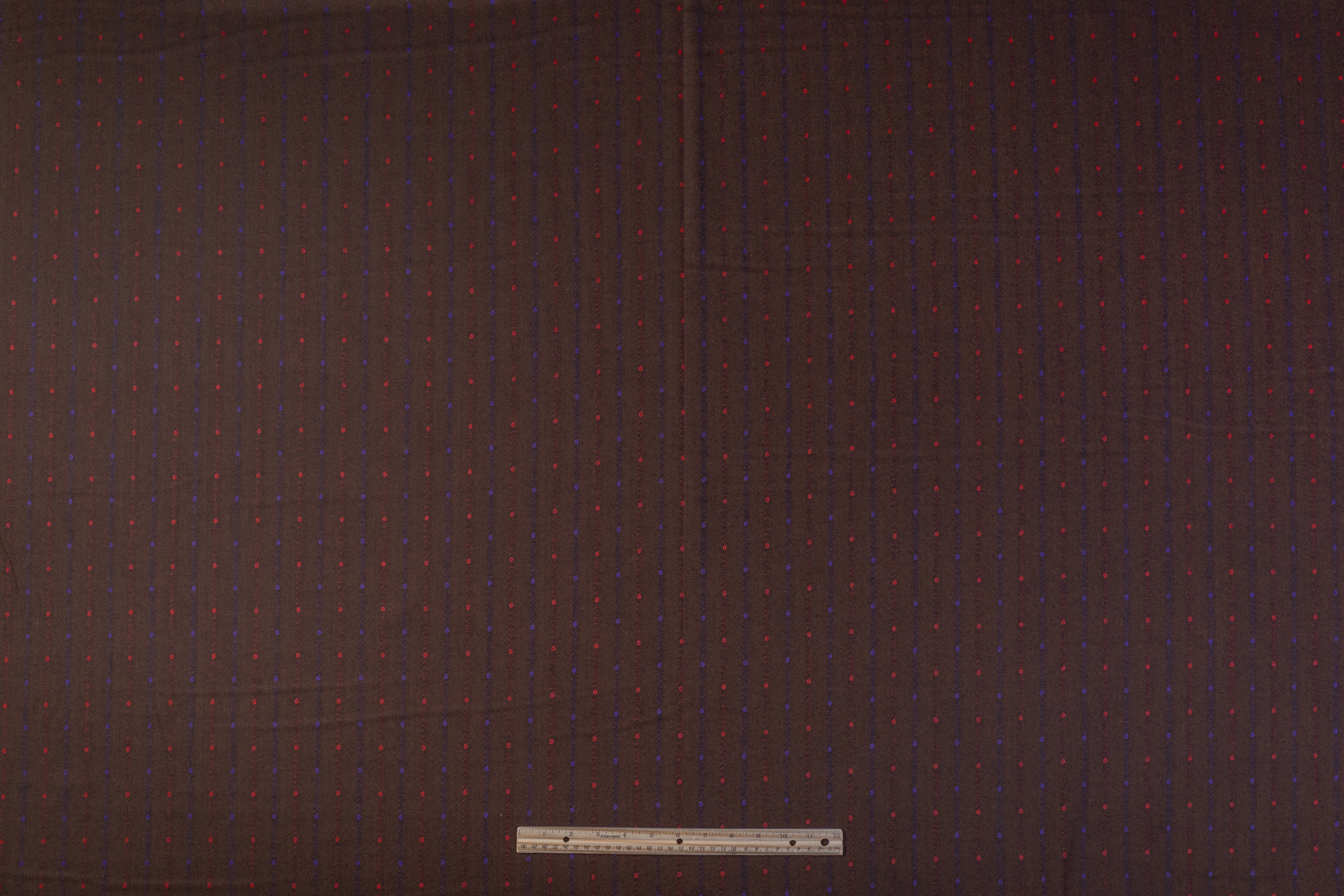 Striped Italian Wool Suiting - Brown