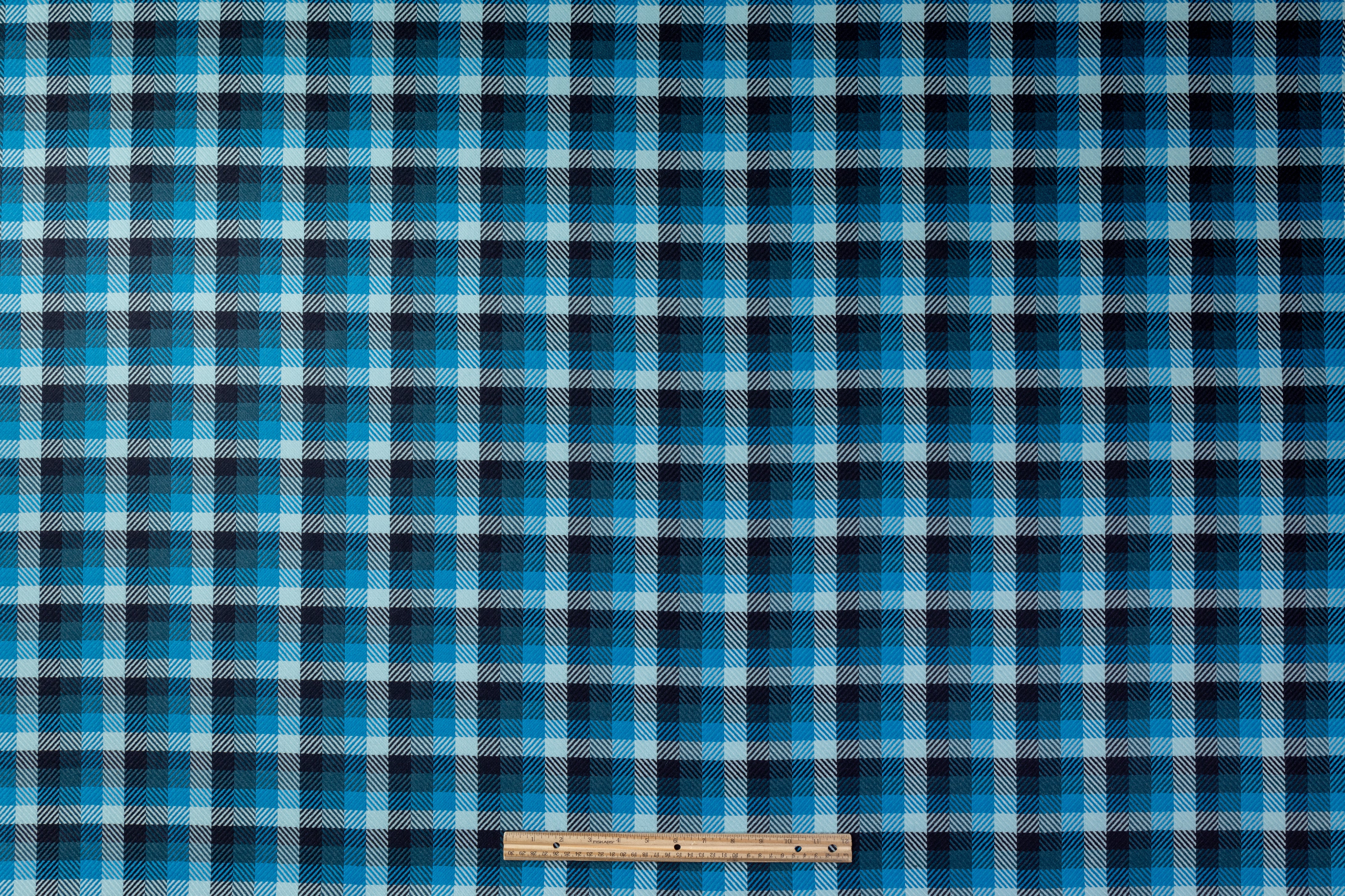 Checked Italian Wool - Teal / Blue