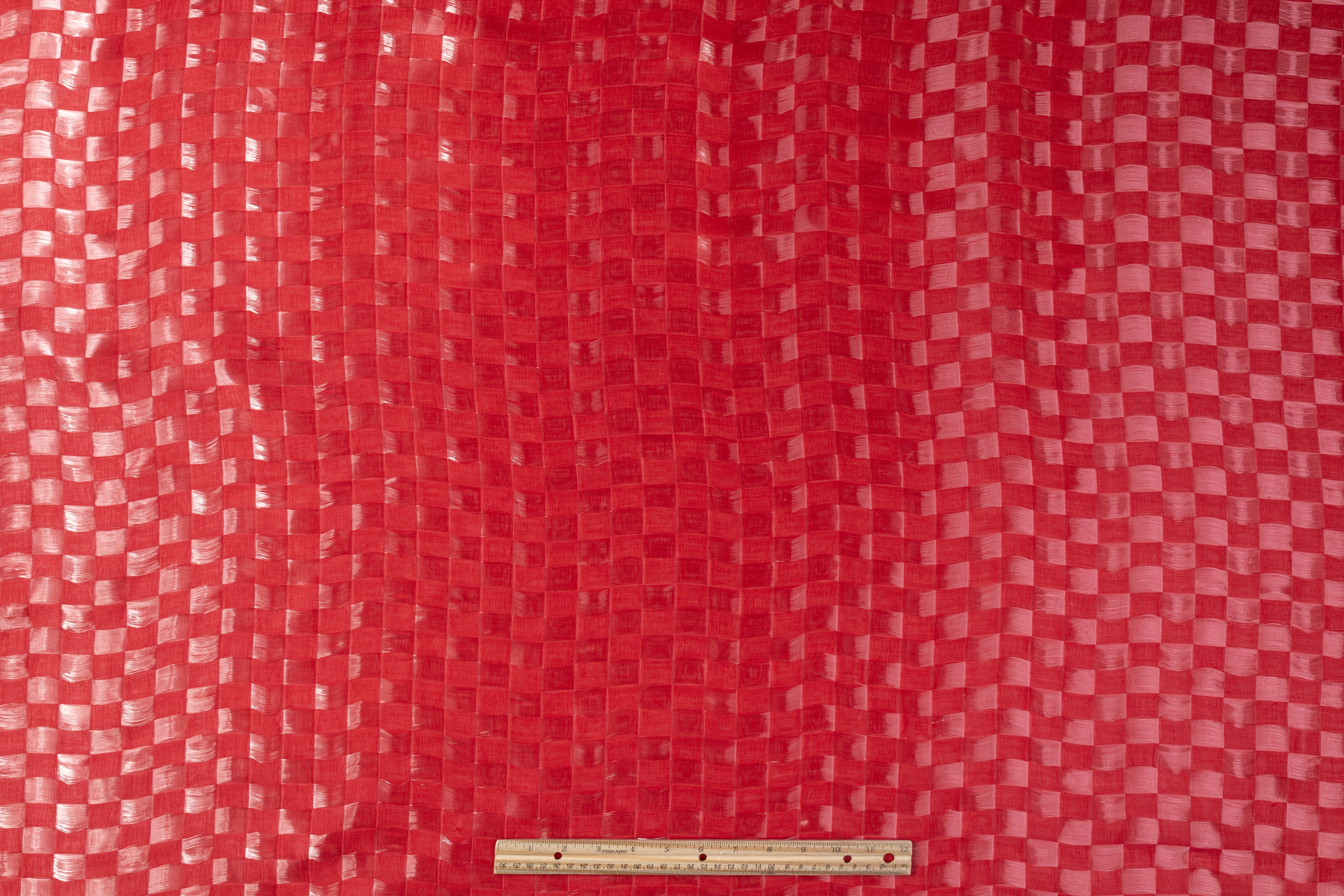 Armani - Liquid Checkerboard Novelty Silk Blend - Red
