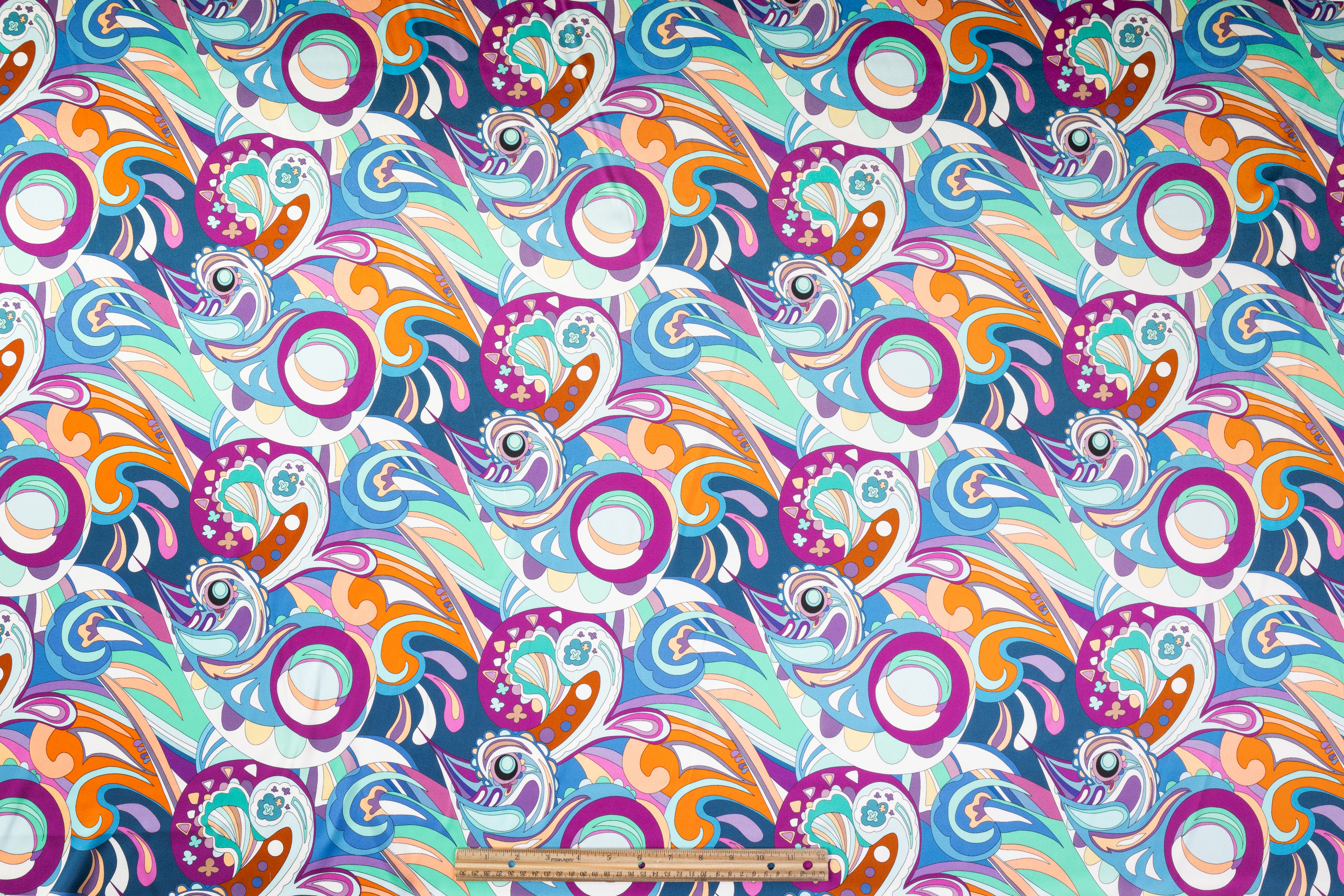 Abstract Italian Stretch Silk Charmeuse - Multicolor