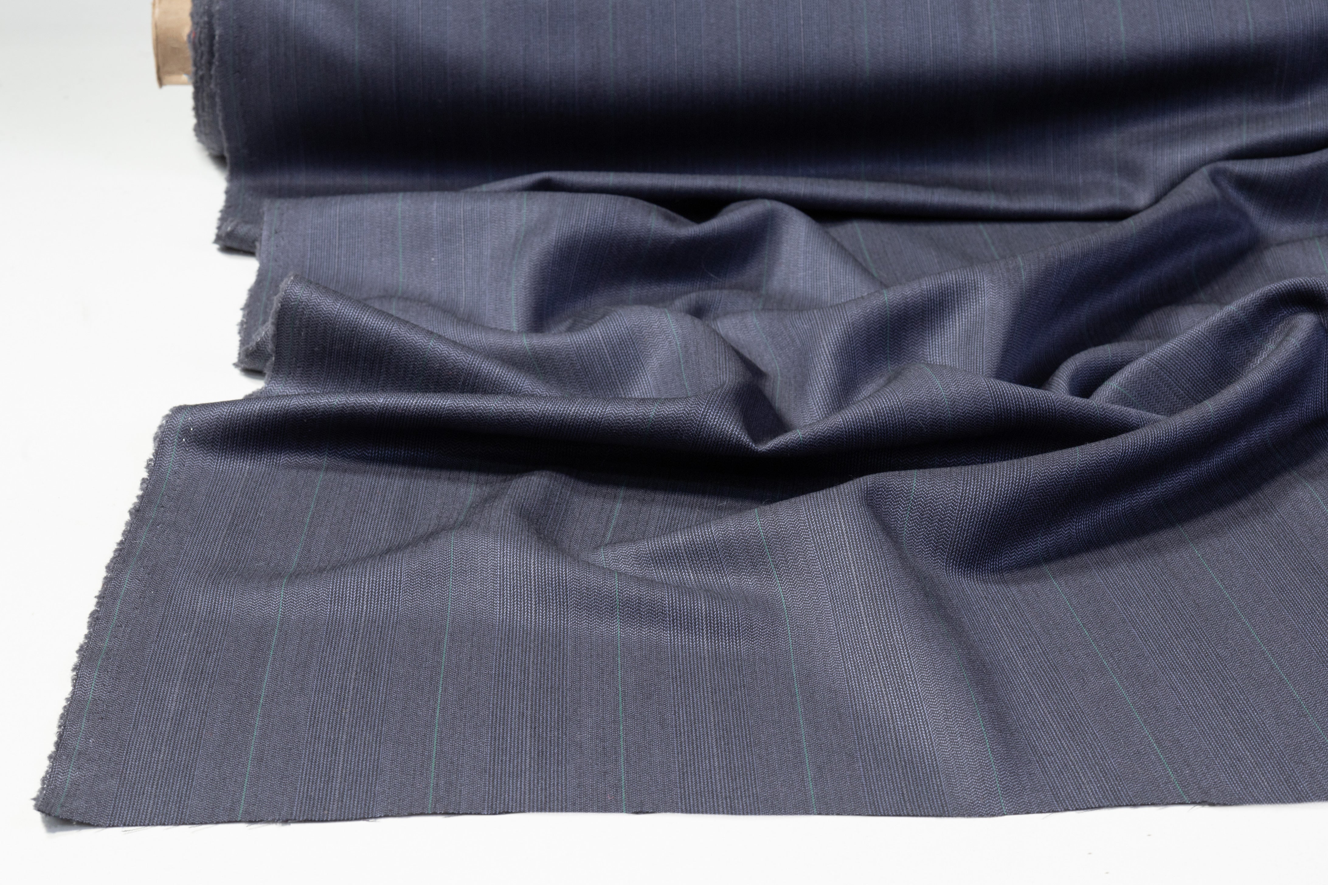 Marzotto - Striped Italian Wool Suiting - Blue Gray