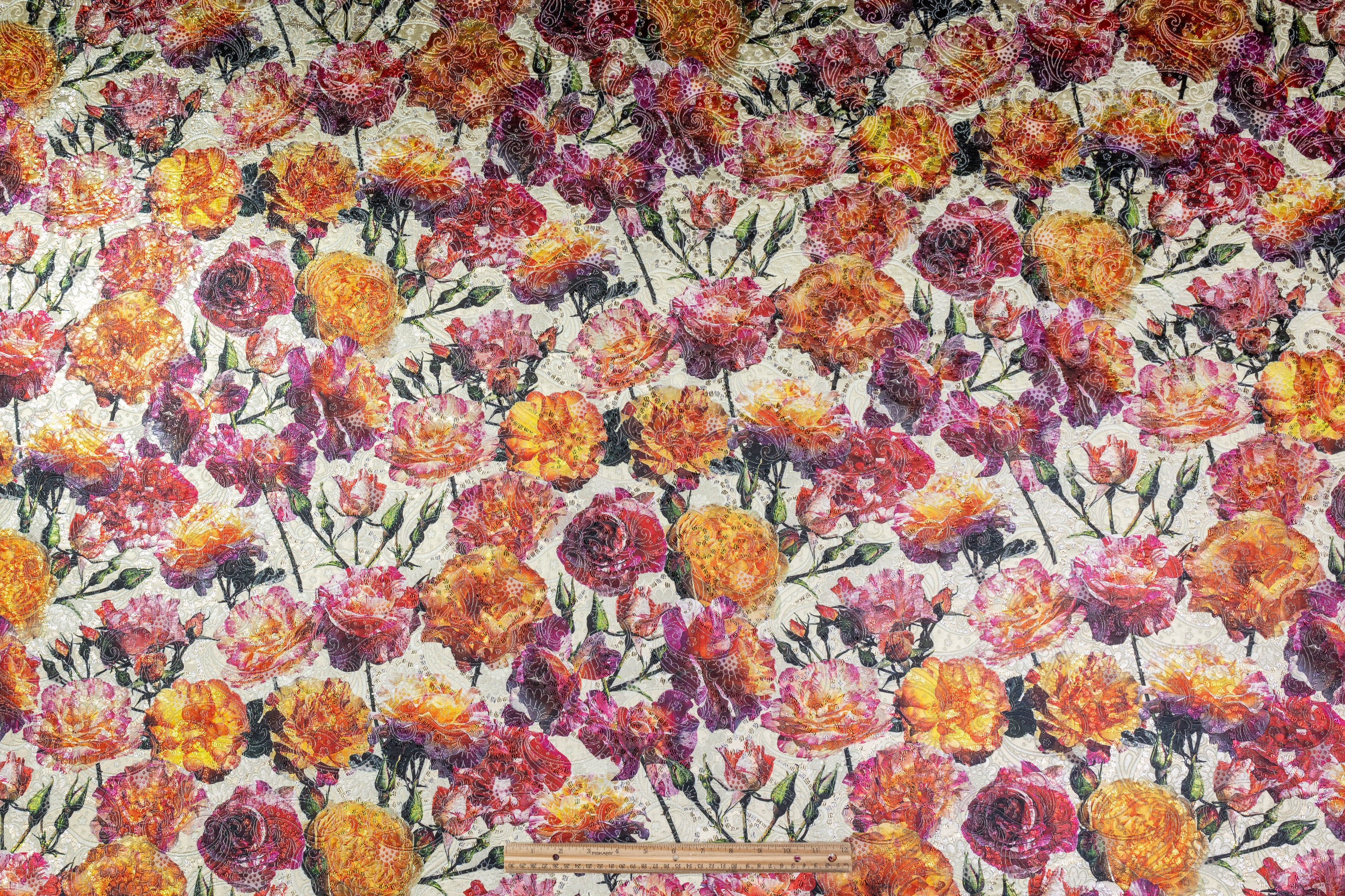 Floral Printed Metallic Italian Paisley Brocade - Multicolor