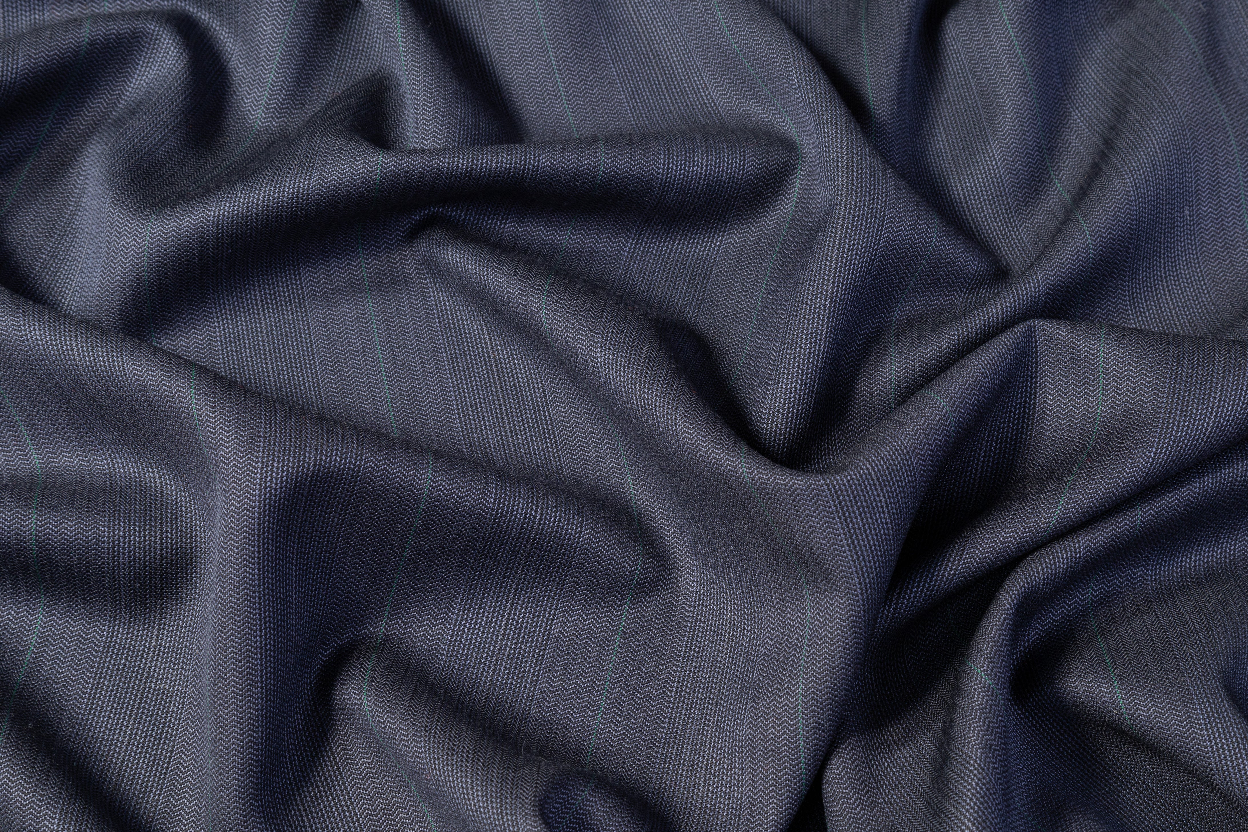 Marzotto - Striped Italian Wool Suiting - Blue Gray