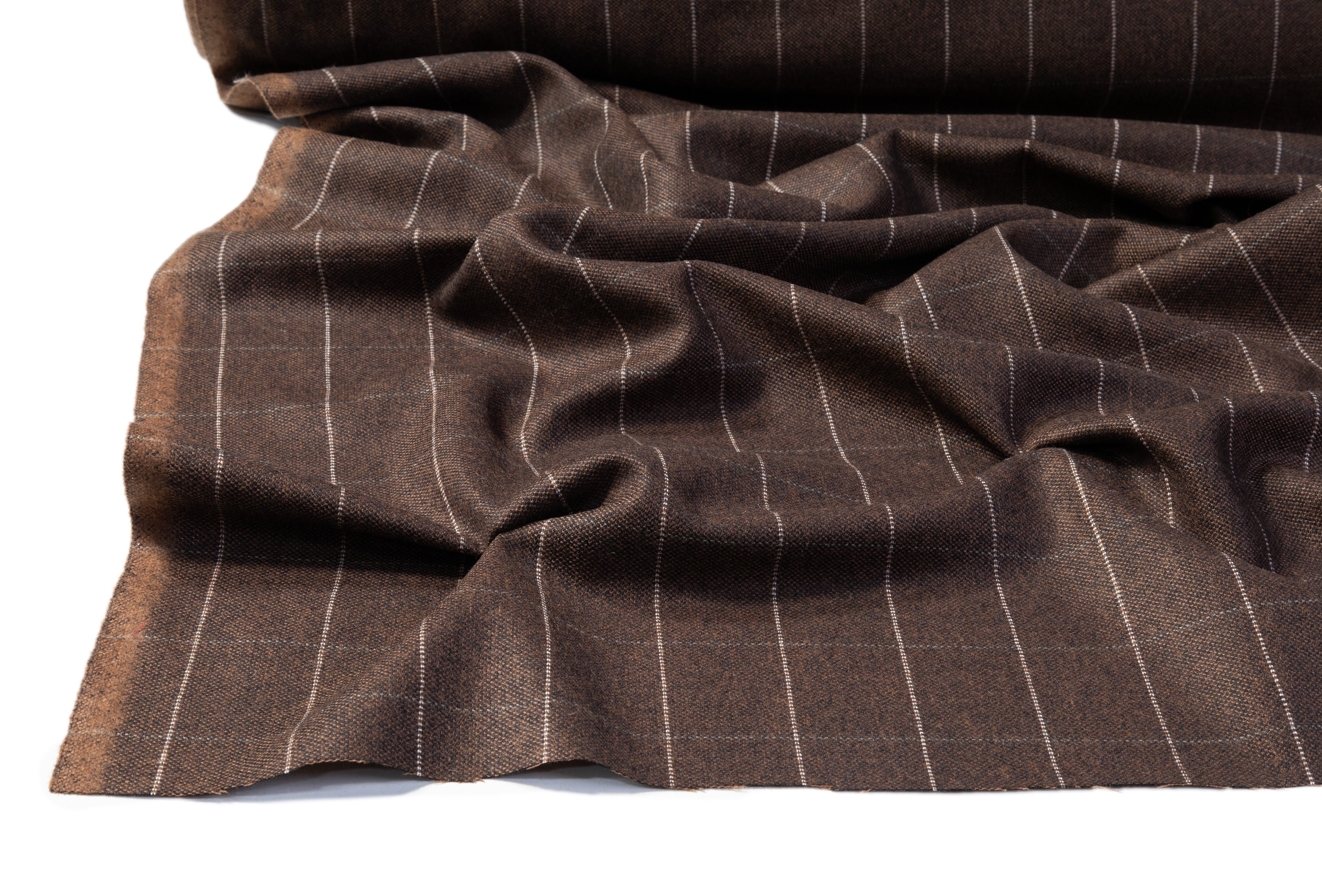 Tollegno - Windowpane Italian Wool Suiting - Brown