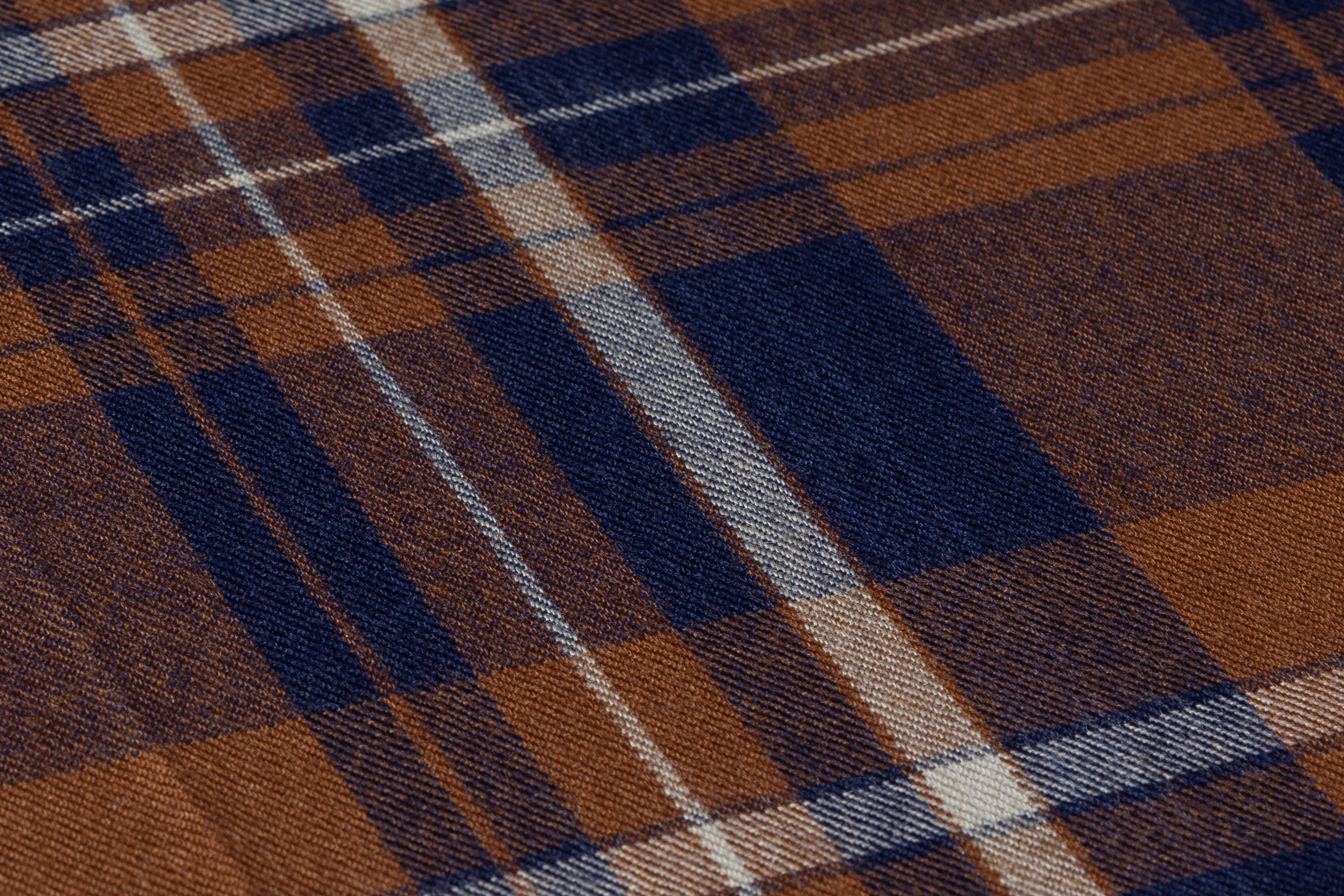 Plaid Italian Wool Suiting - Brown / Navy
