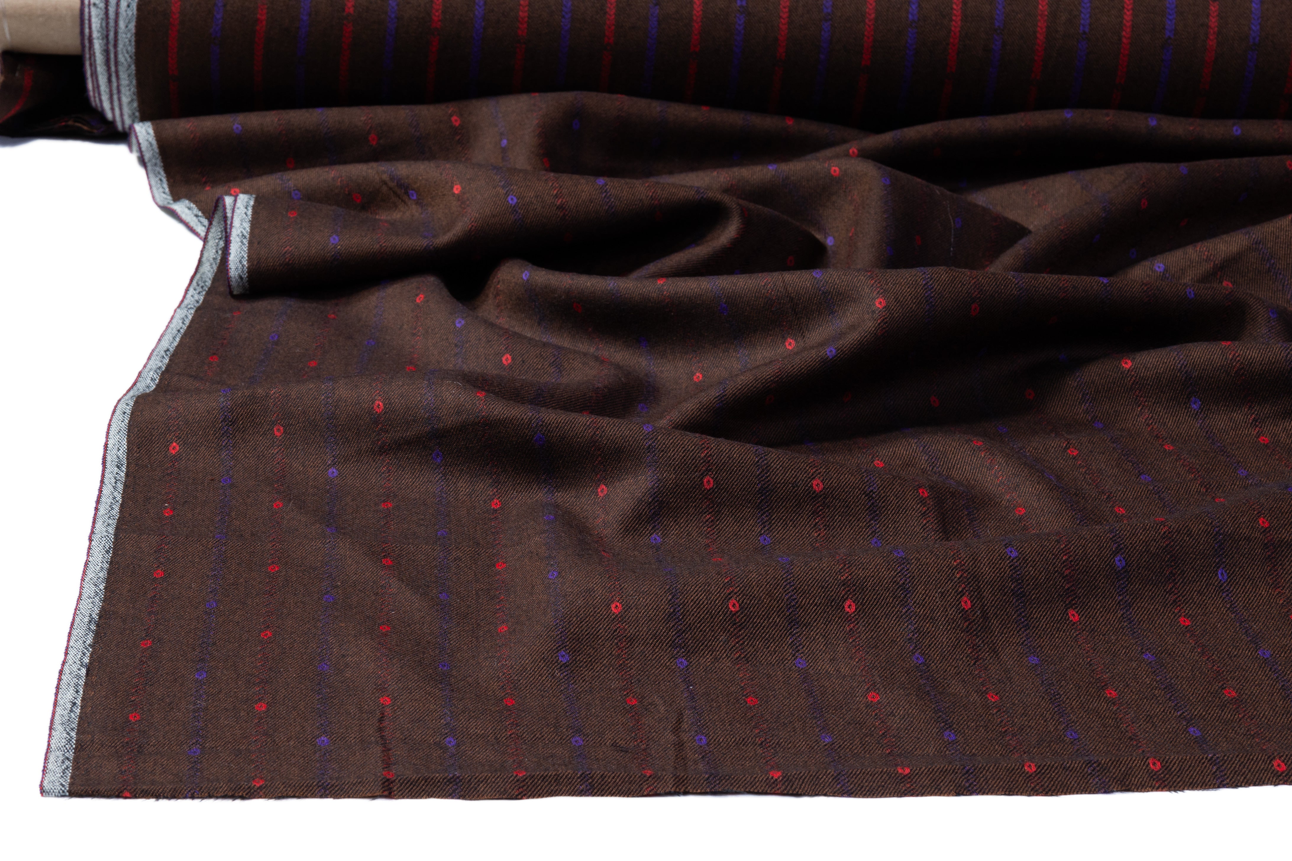 Striped Italian Wool Suiting - Brown