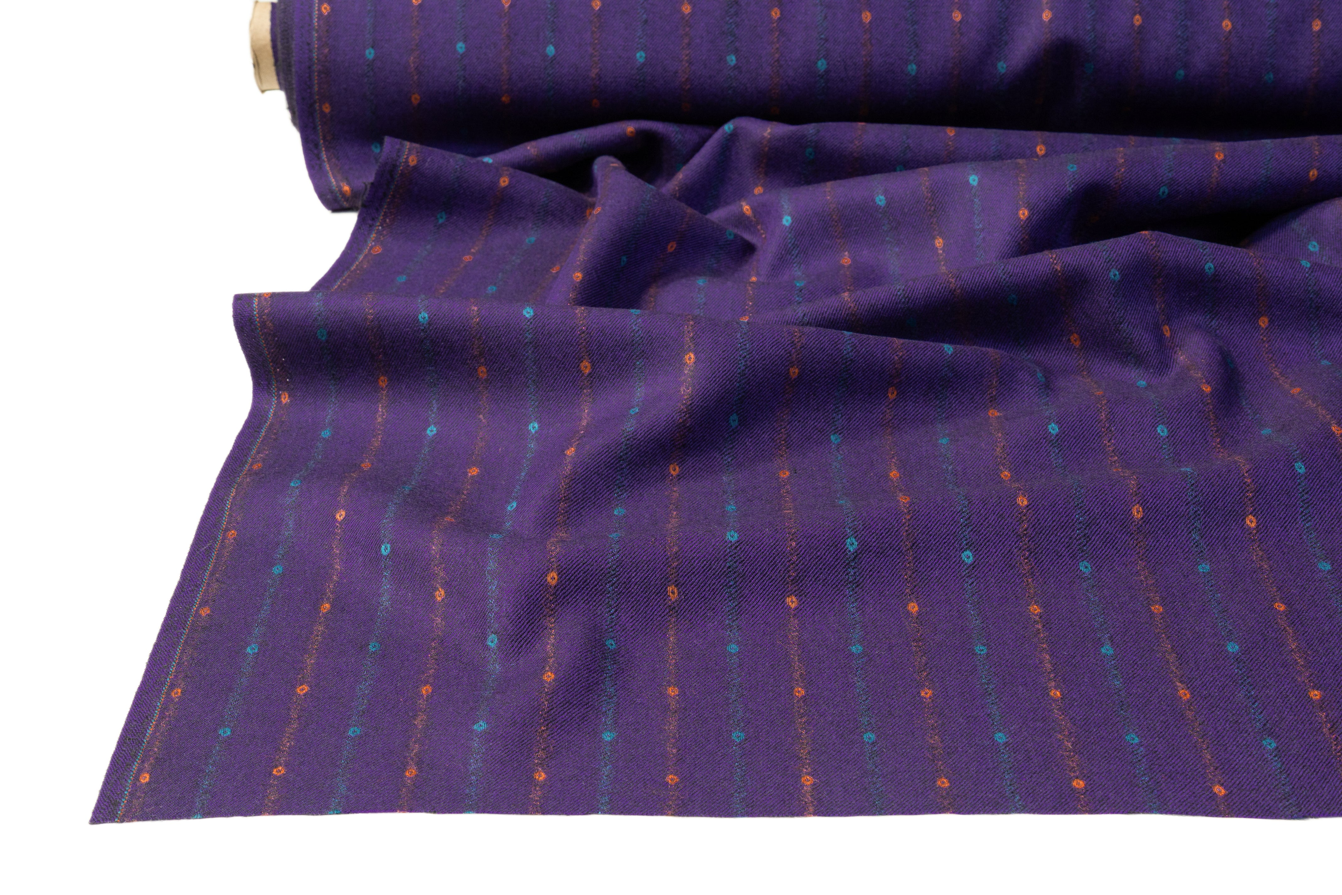 Striped Italian Wool Suiting - Purple