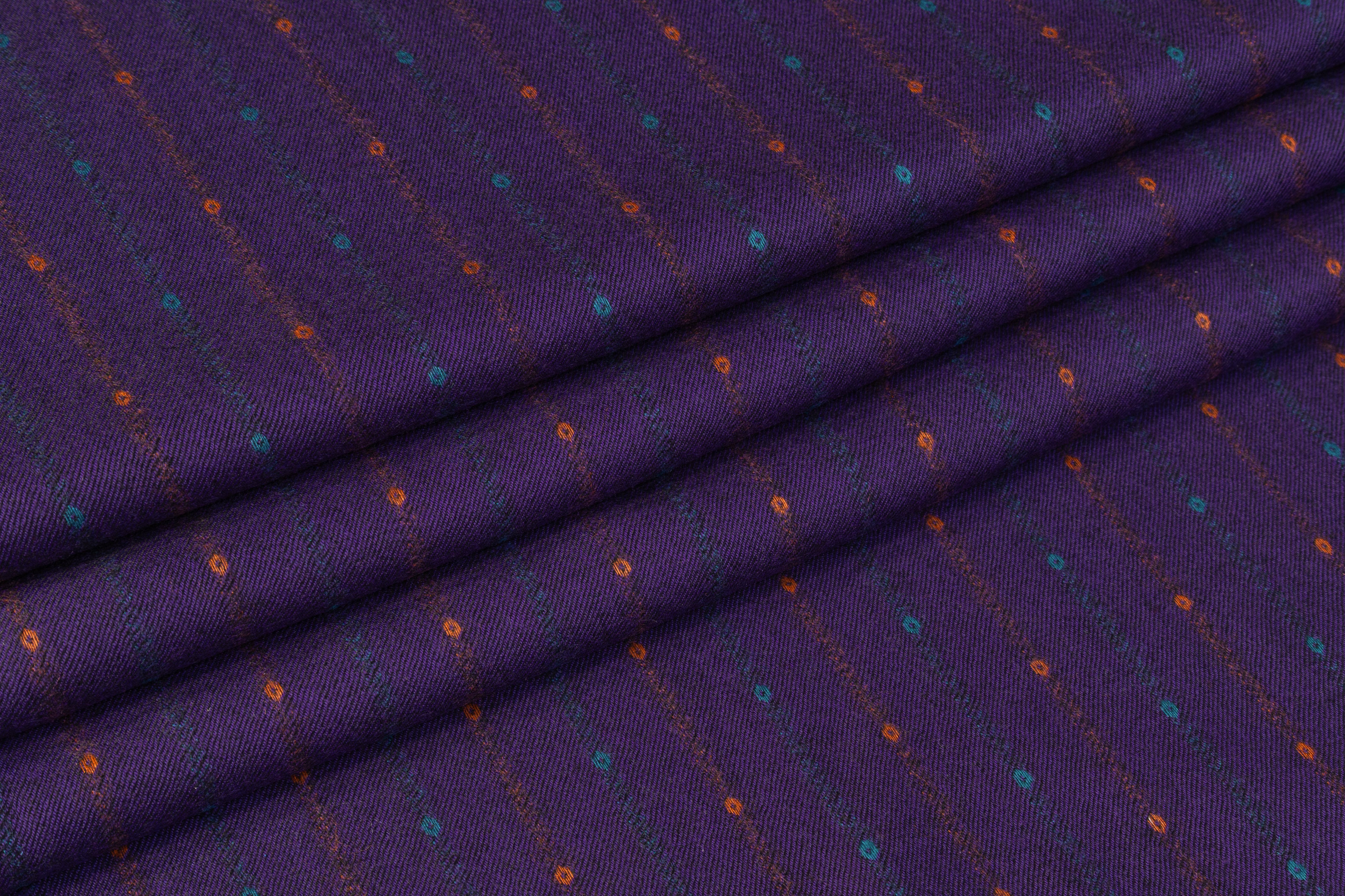 Striped Italian Wool Suiting - Purple