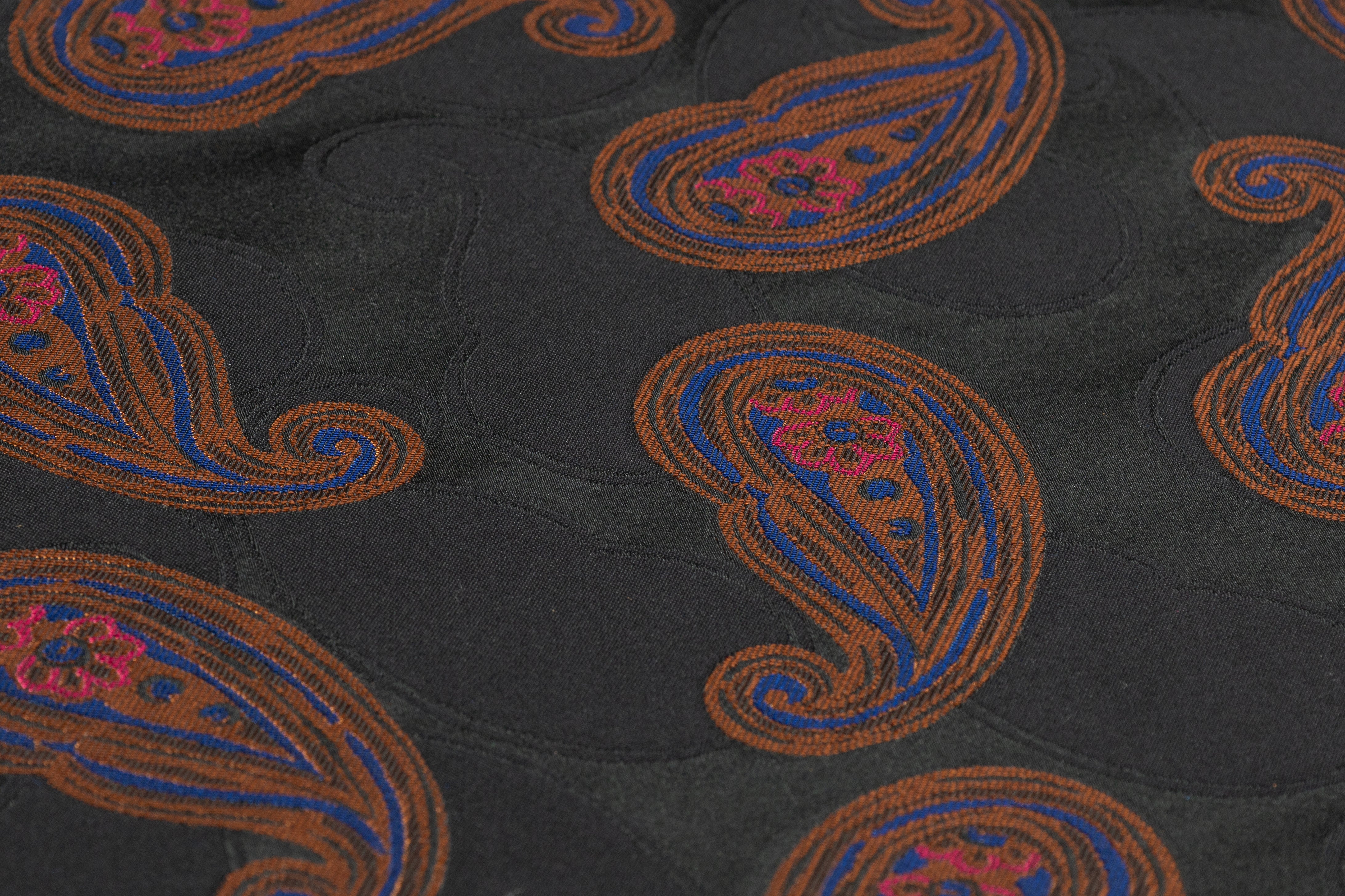 Paisley Italian Silk Blend Brocade - Black / Blue / Brown