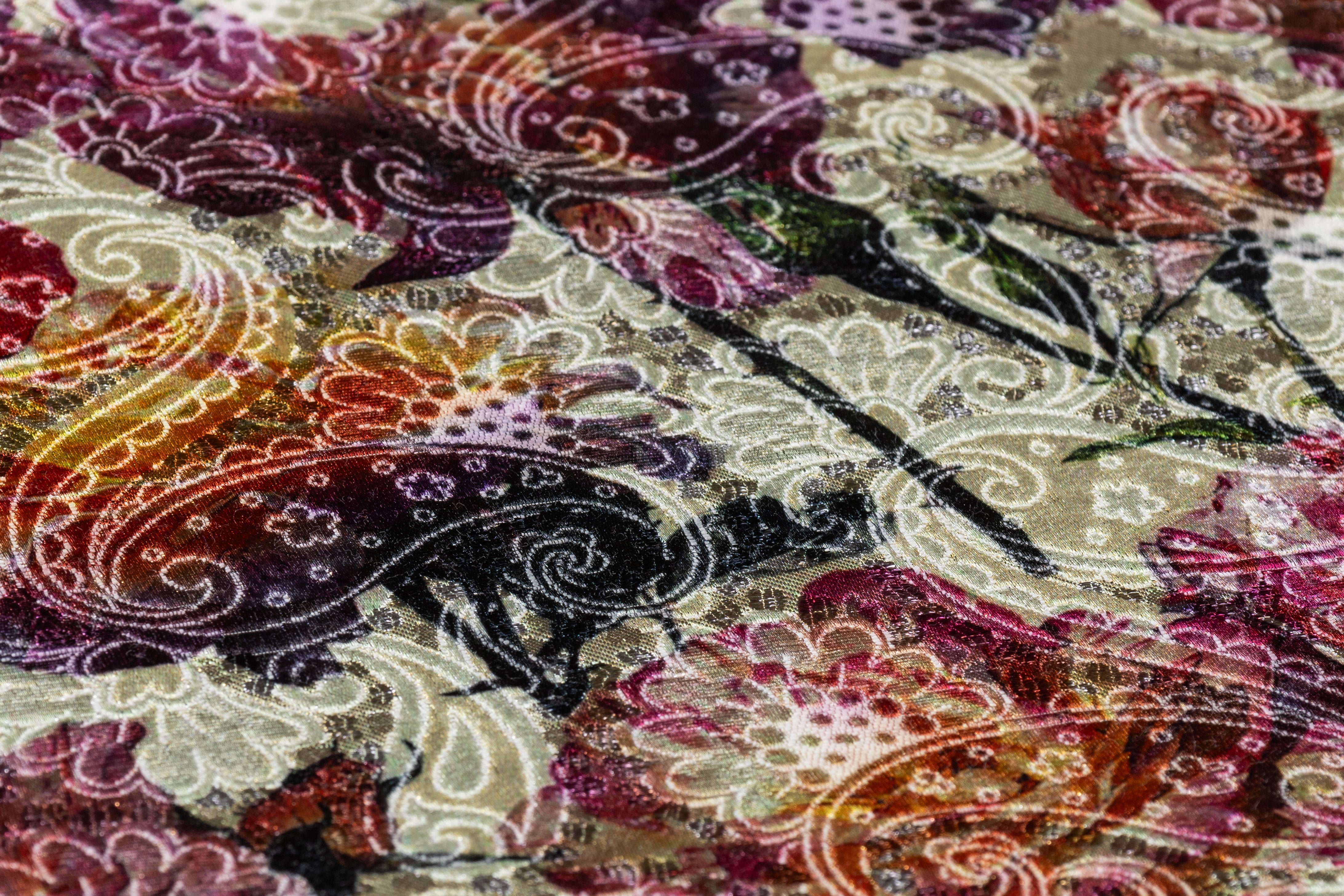 Floral Printed Metallic Italian Paisley Brocade - Multicolor