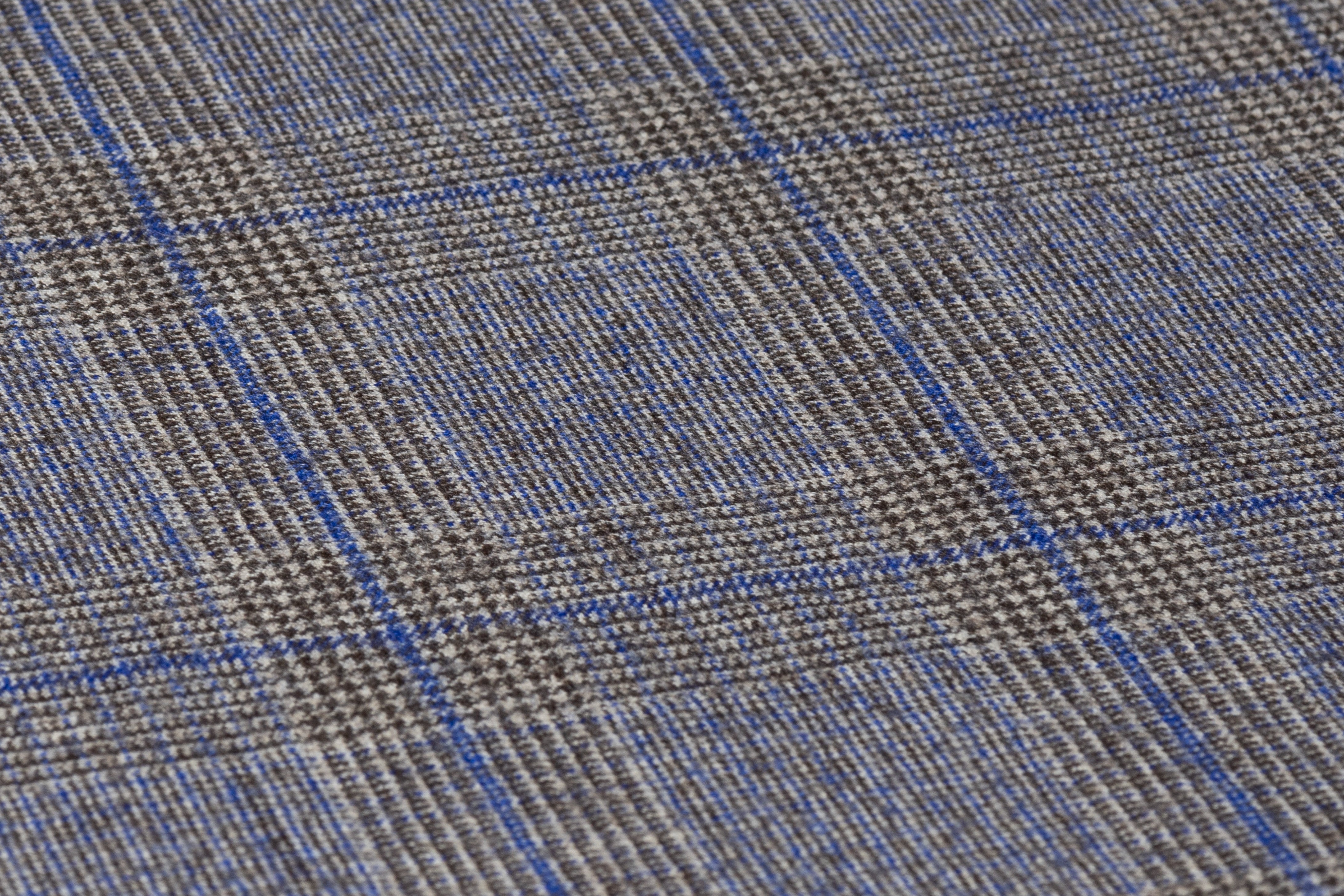 Marzotto - Plaid Italian Wool Flannel Suiting - Gray / Blue / Taupe