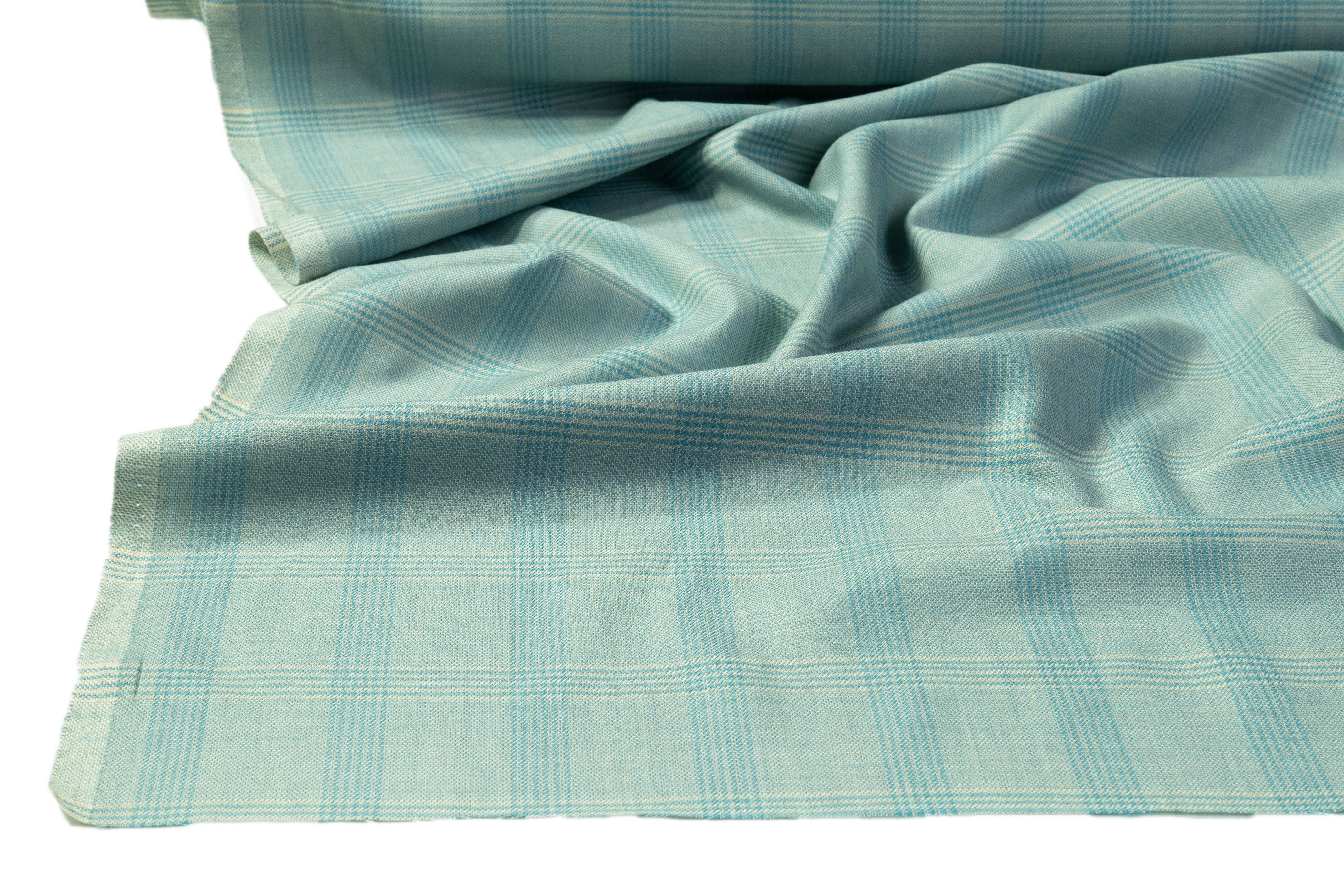 Checked Italian Wool Suiting - Light Blue