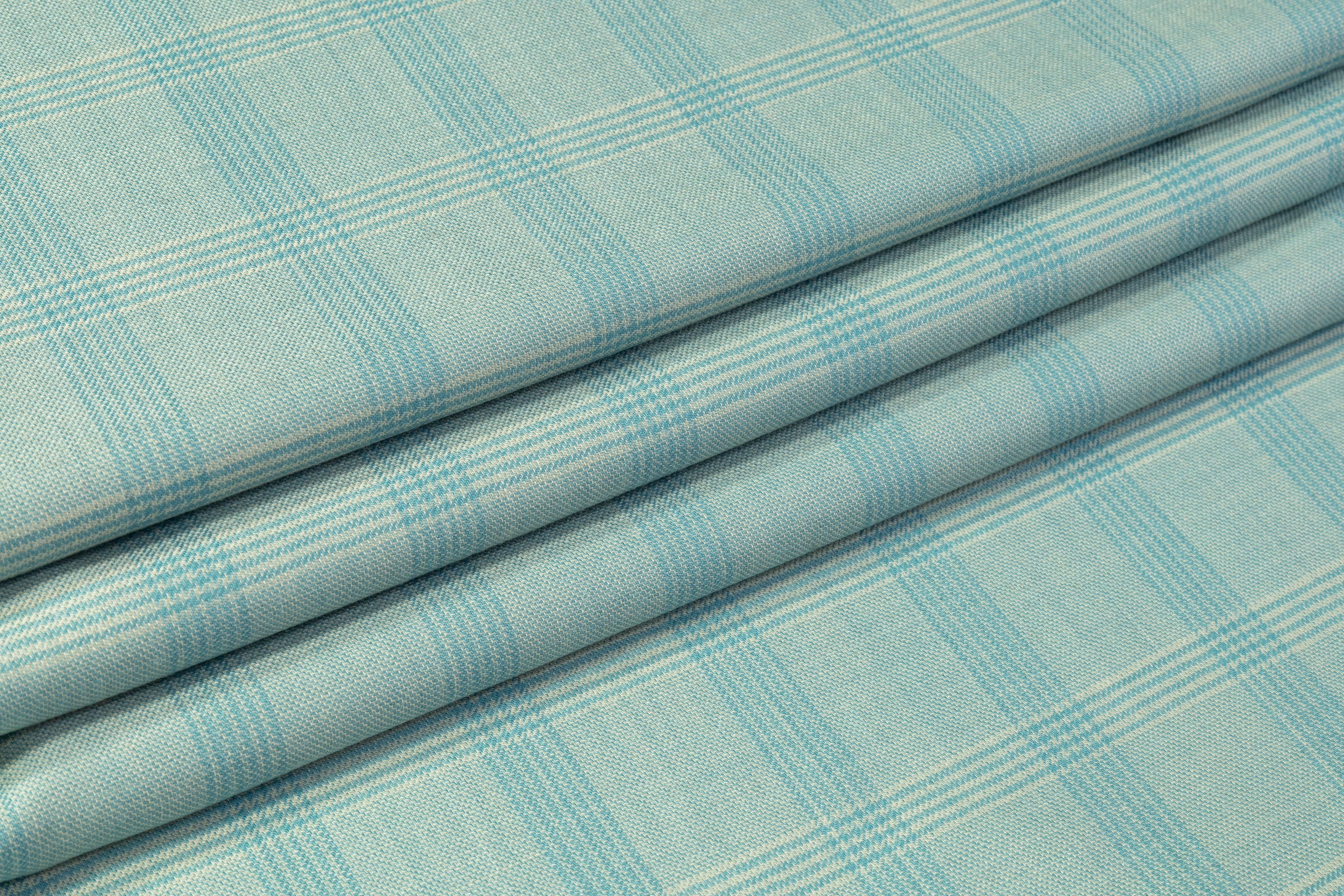 Checked Italian Wool Suiting - Light Blue